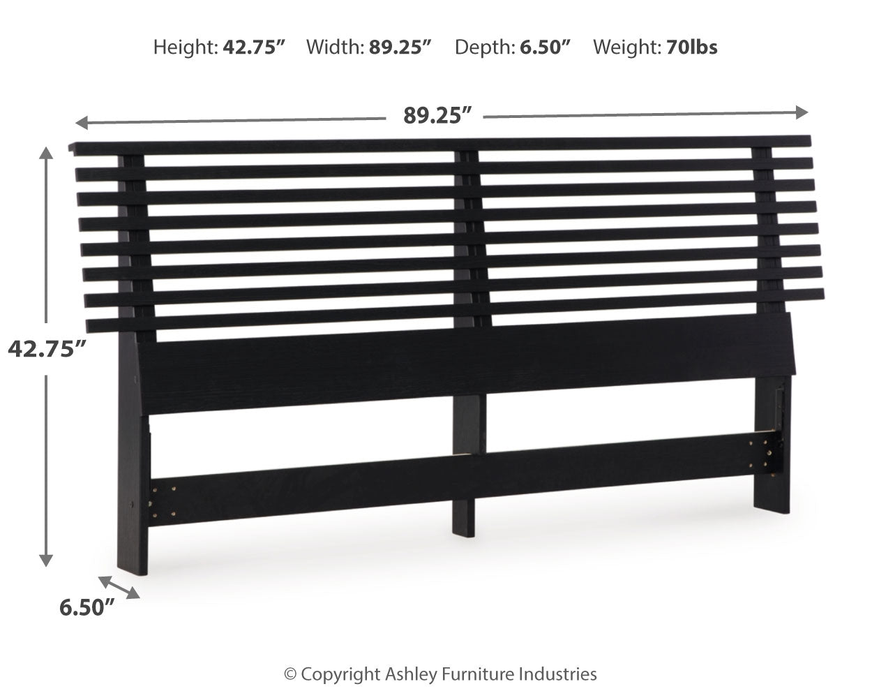 Danziar King Panel Headboard with Mirrored Dresser in Black - PKG016009
