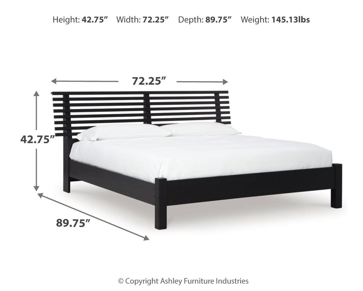 Danziar Queen Panel Bed with Mirrored Dresser and Nightstand in Black - PKG015880