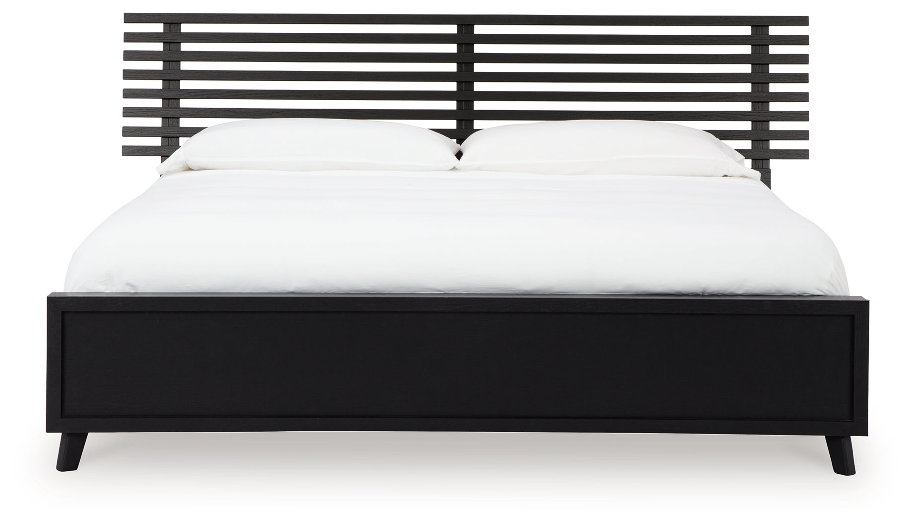 Danziar Queen Panel Bed with Mirrored Dresser and Nightstand in Black - PKG015898