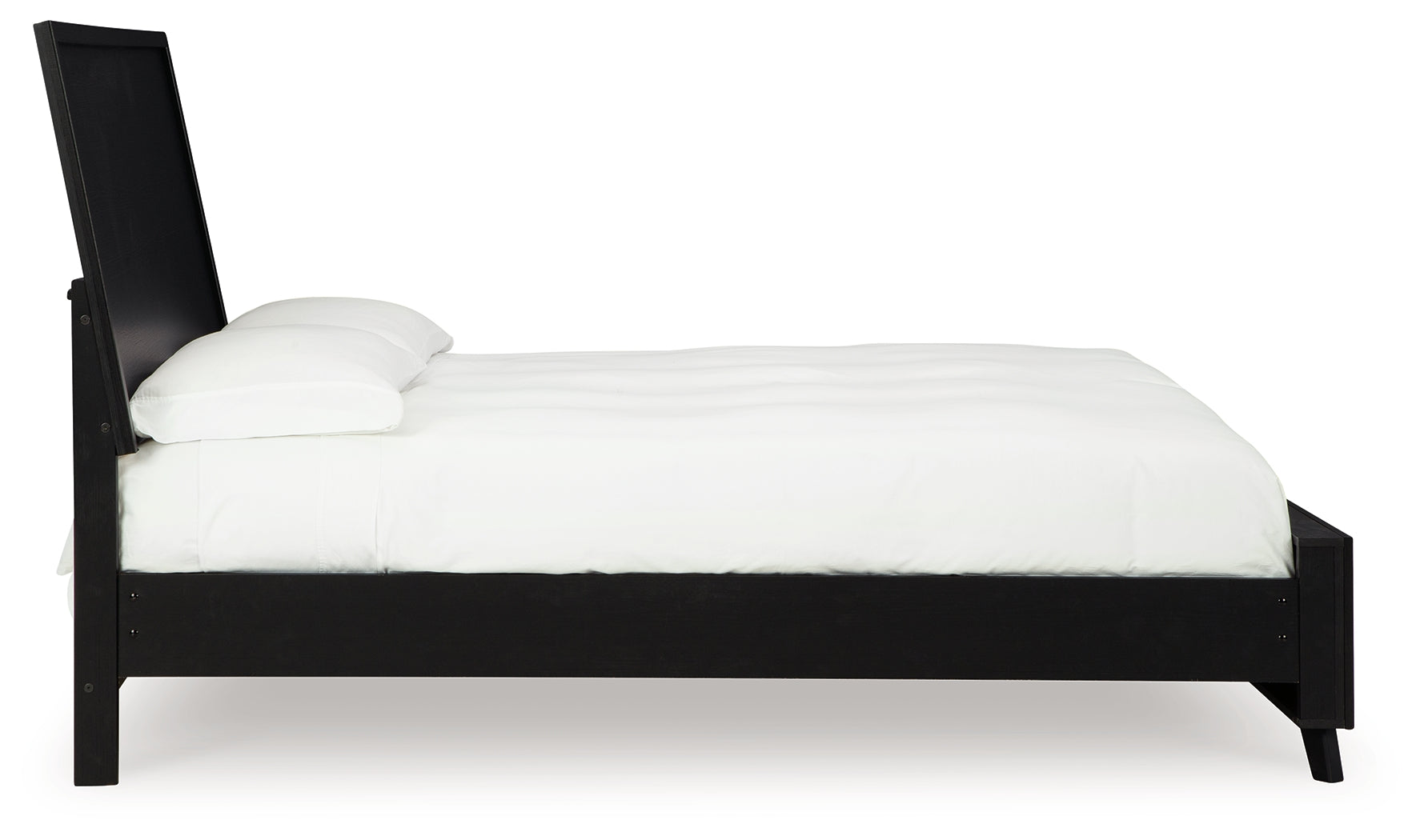 Danziar Queen Panel Bed with Mirrored Dresser in Black - PKG015889