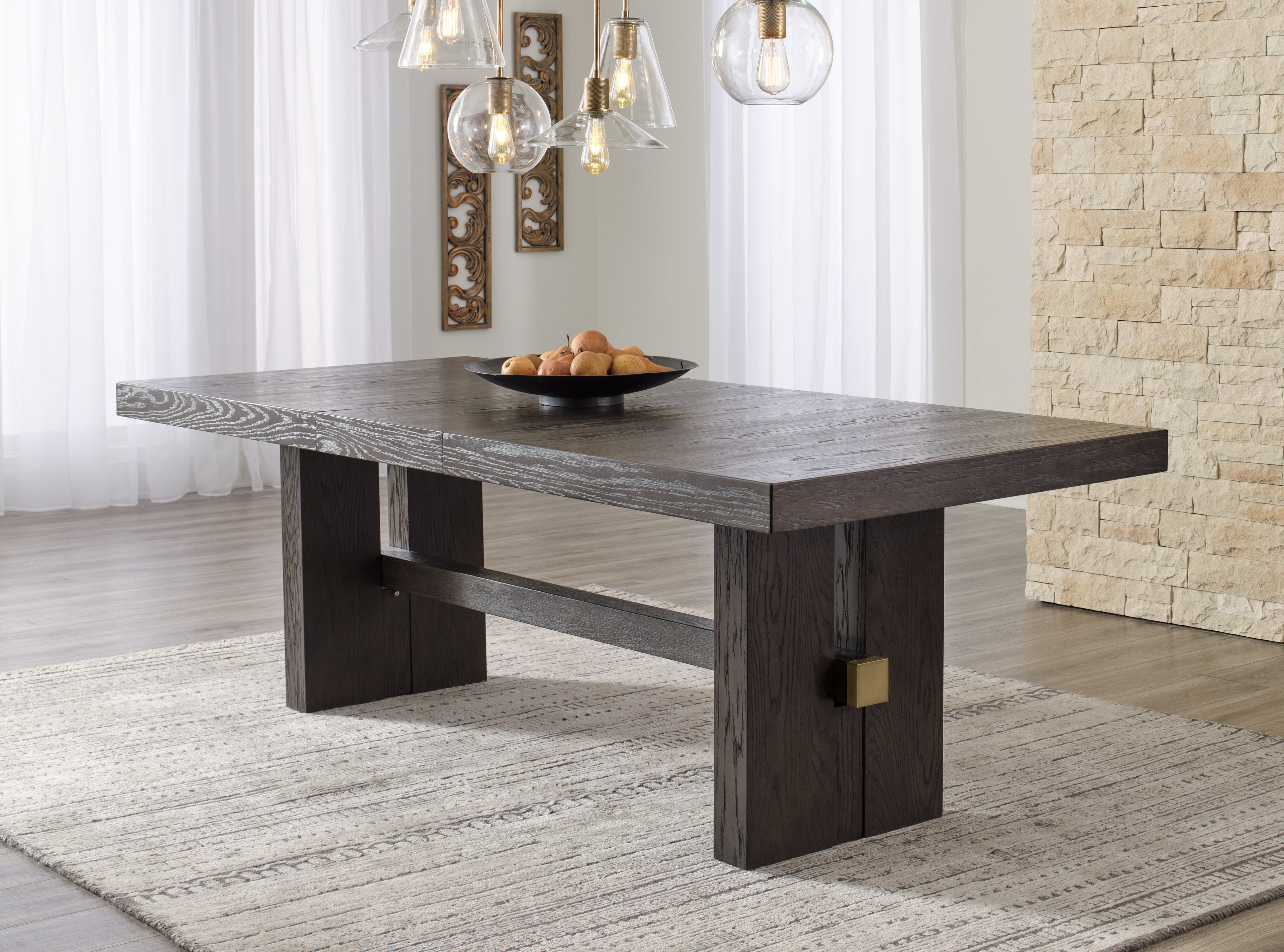 Dark Brown Burkhaus Dining Table and 8 Chairs with Storage - PKG013373