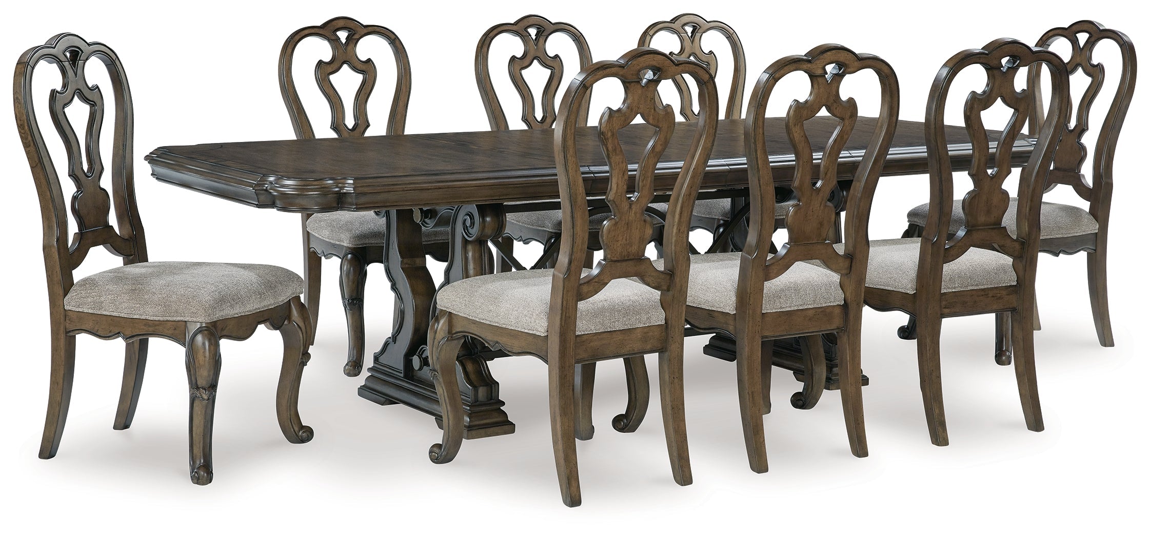 Maylee Dark Brown Dining Table and 8 Chairs from Ashley - Luna Furniture