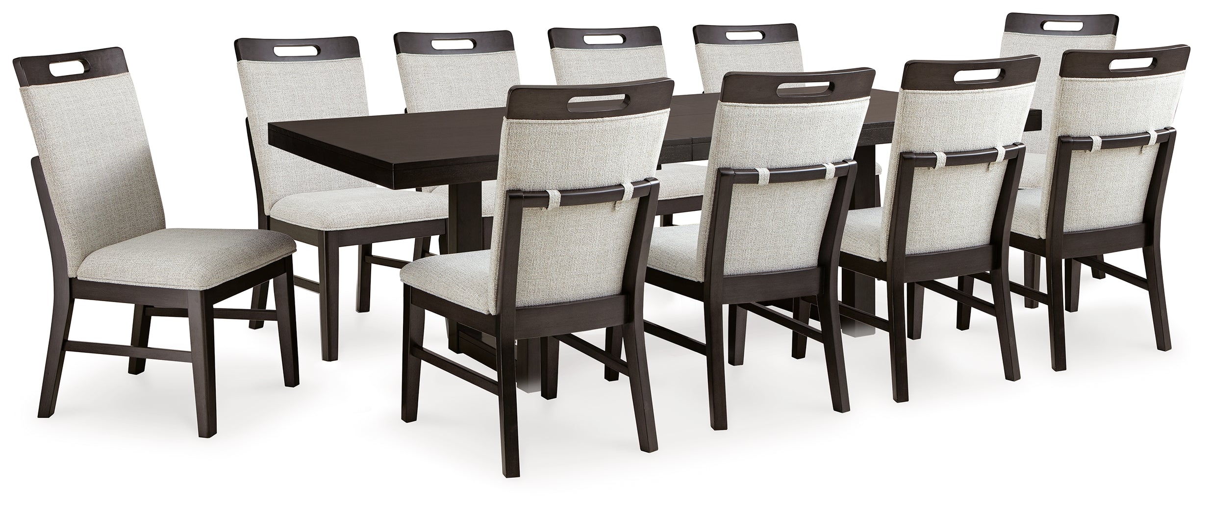 Dark Grayish Brown Neymorton Dining Table and 10 Chairs - PKG019475