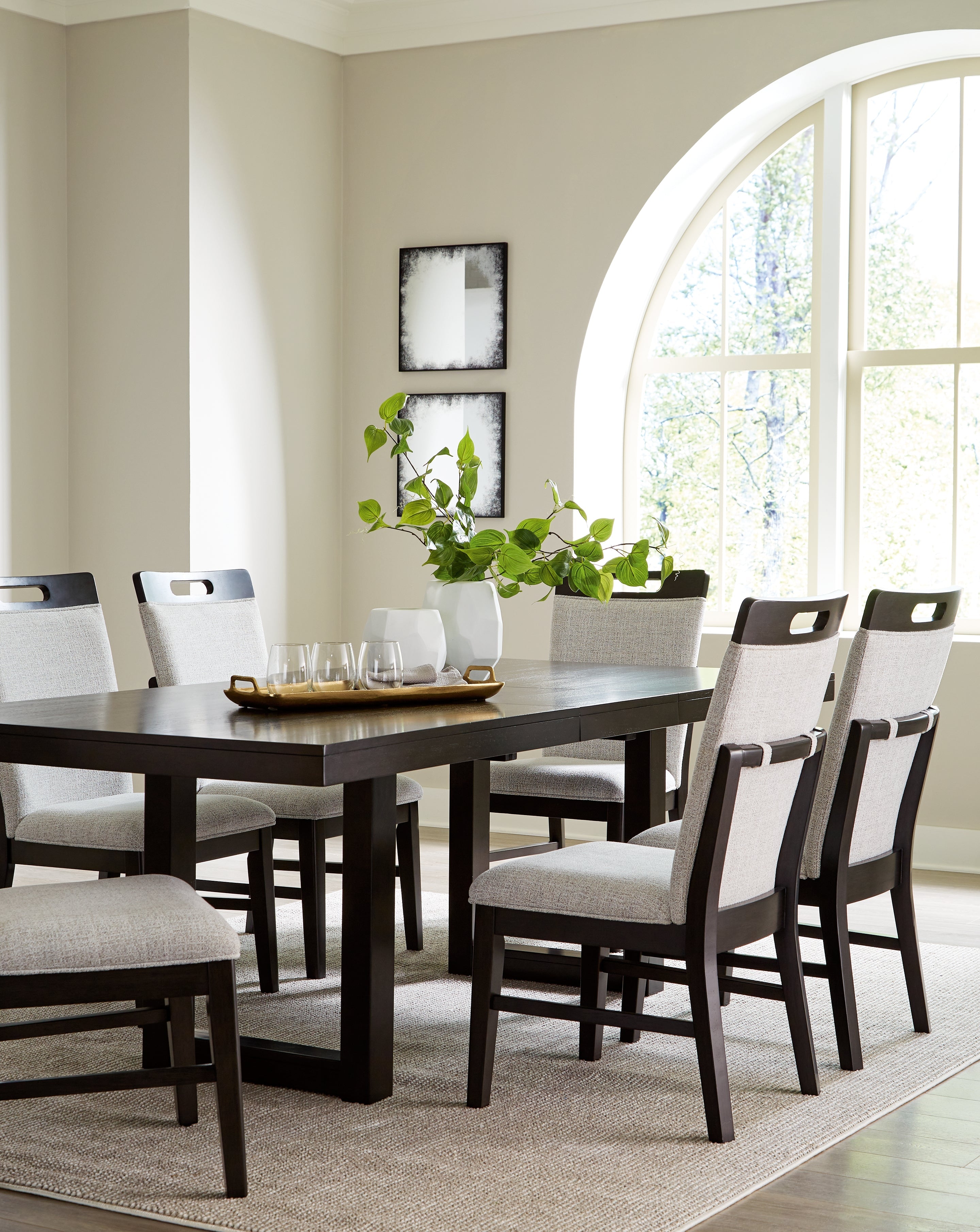 Dark Grayish Brown Neymorton Dining Table and 6 Chairs - PKG019473