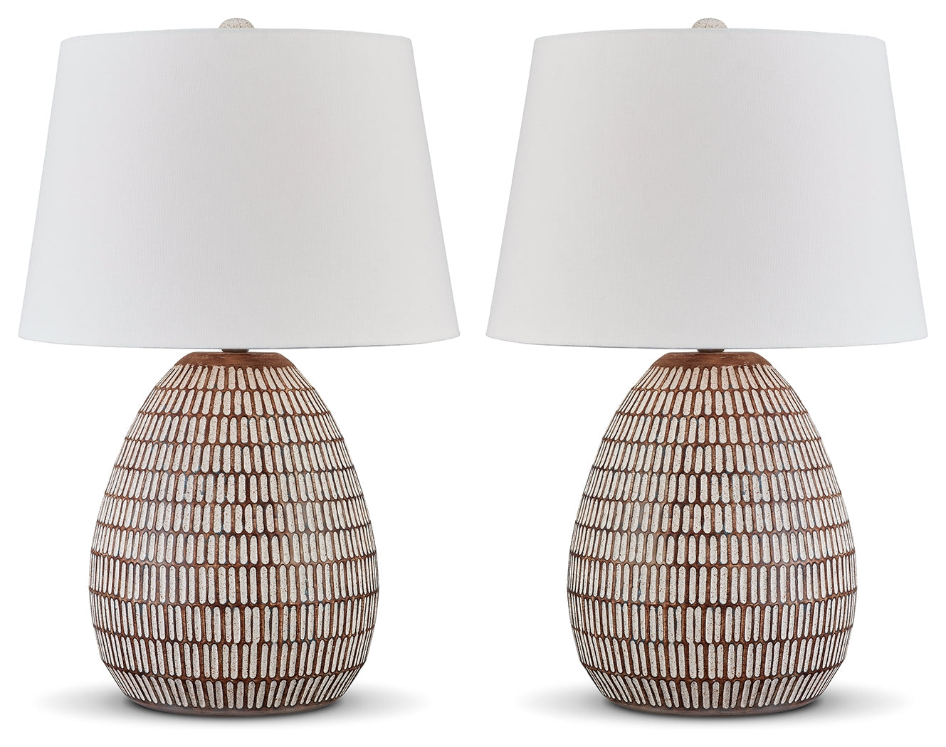 Darrich 2-Piece Table Lamp Set in Beige/White - PKG019351