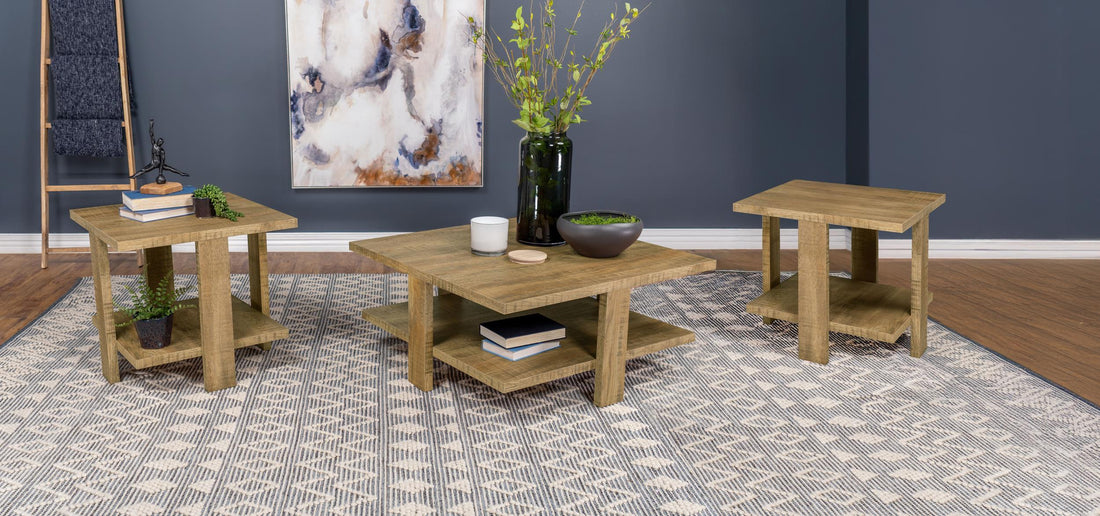 Dawn 3-piece Round Coffee and End Table Set Mango Brown - 707718-S3