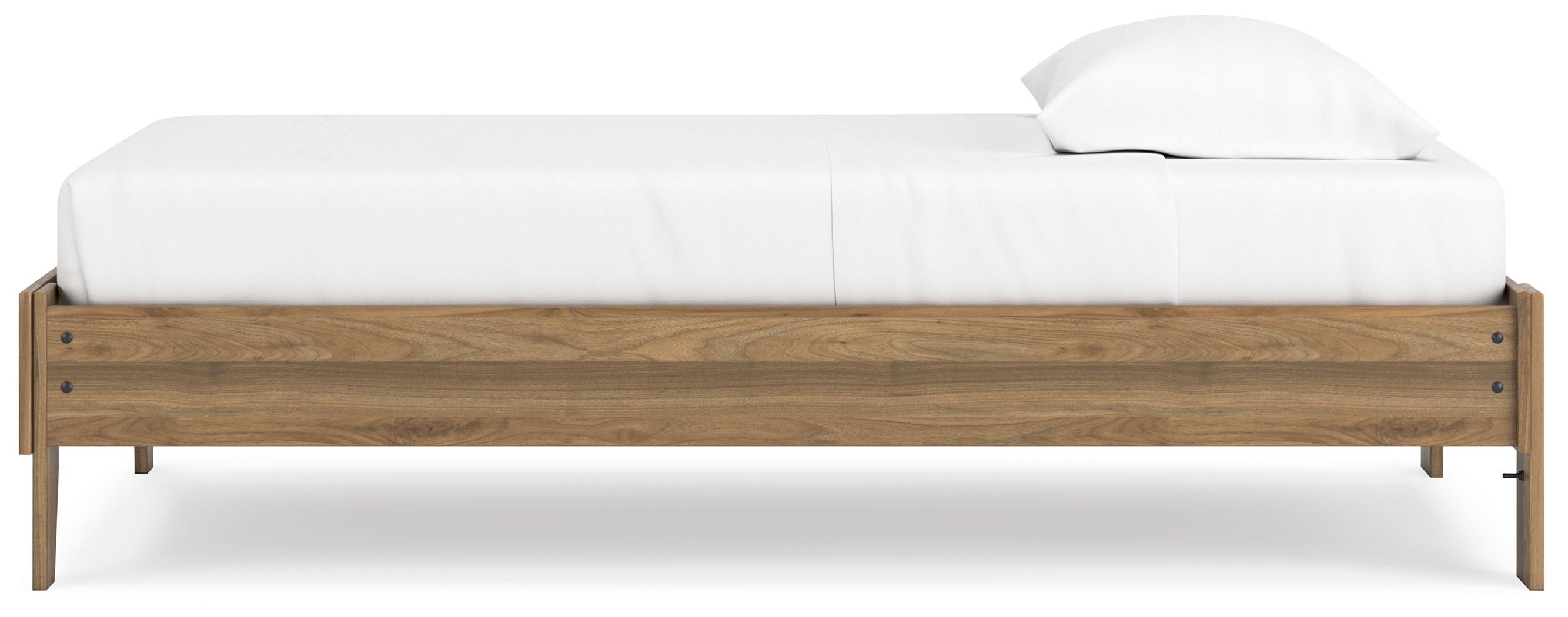 Deanlow Twin Platform Bed with Nightstand in Honey - PKG017186