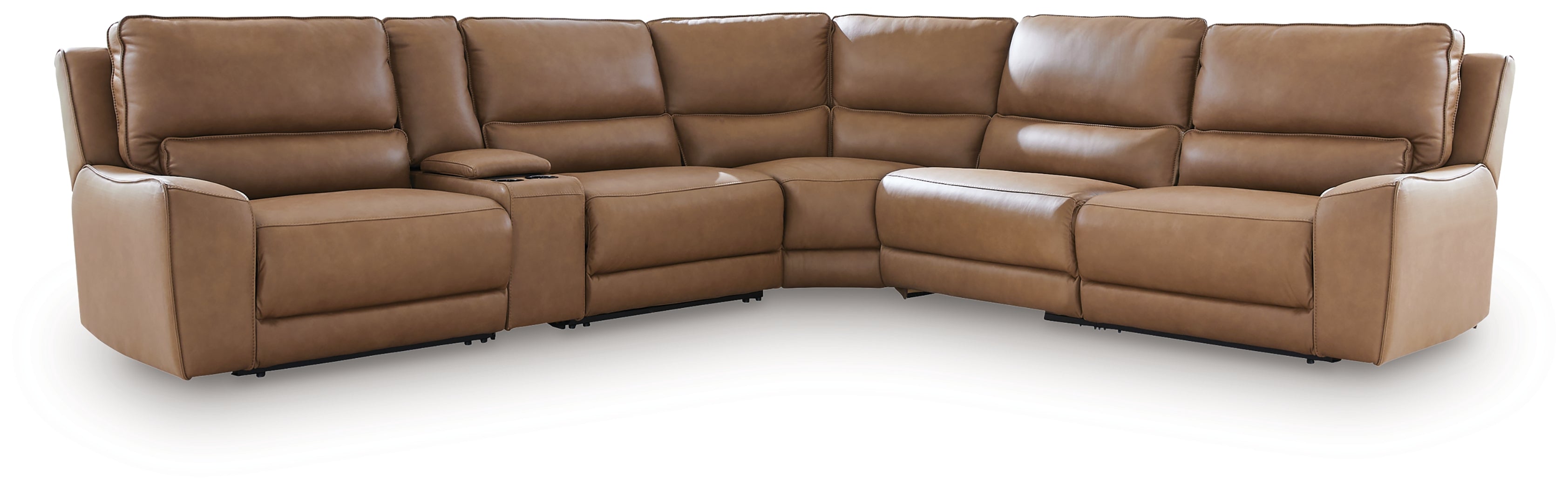 DeepWakes Caramel 6-Piece Reclining Sectional with Storage Console - PCU62606S36