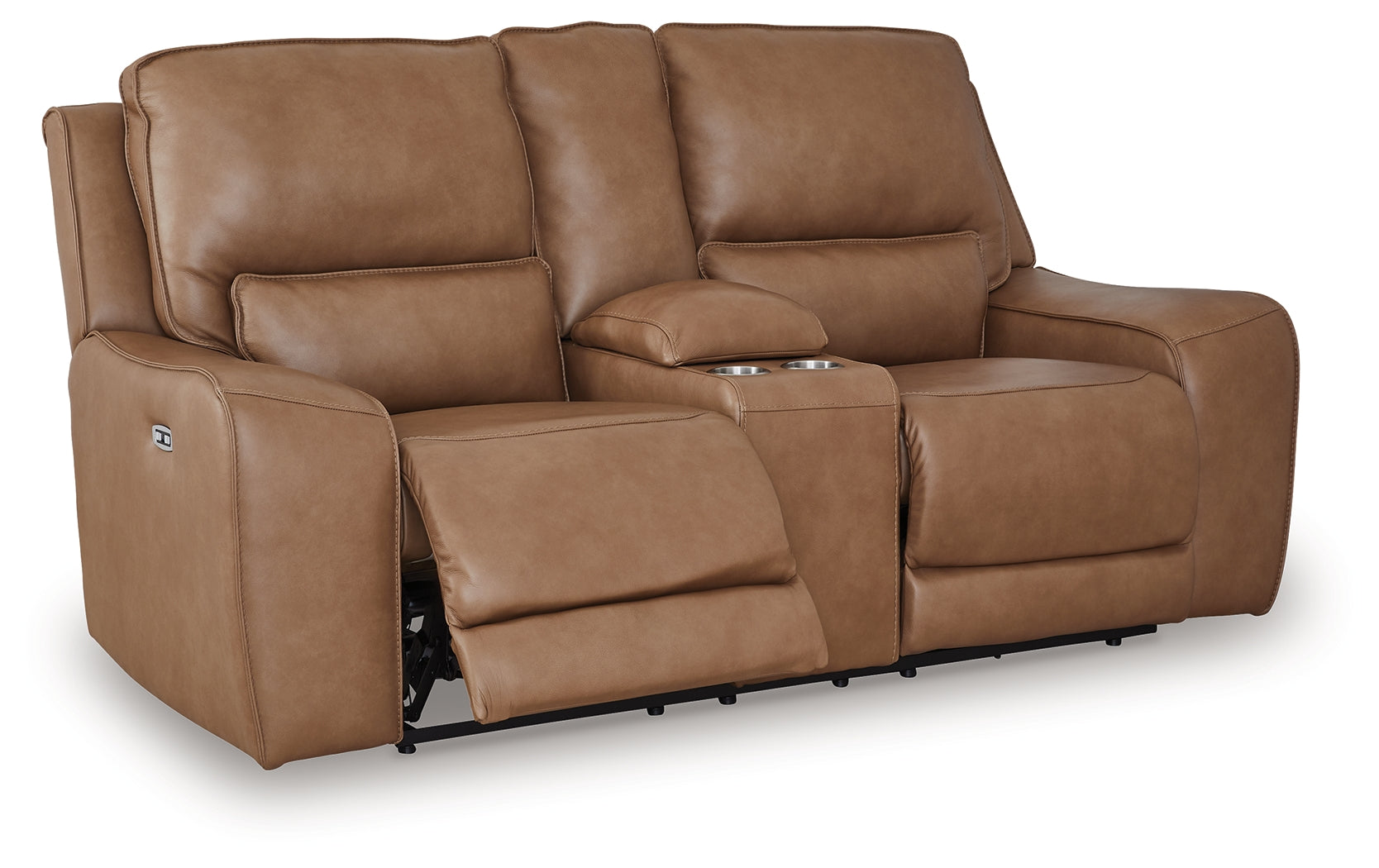 DeepWakes Caramel Power Reclining Loveseat with Console - PCU6260618