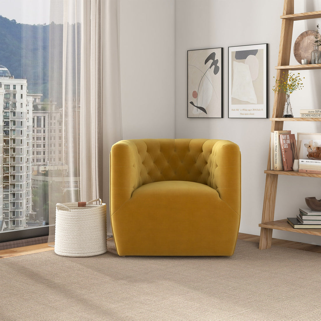 Delaney Gold Velvet Swivel Chair - SCH00500204