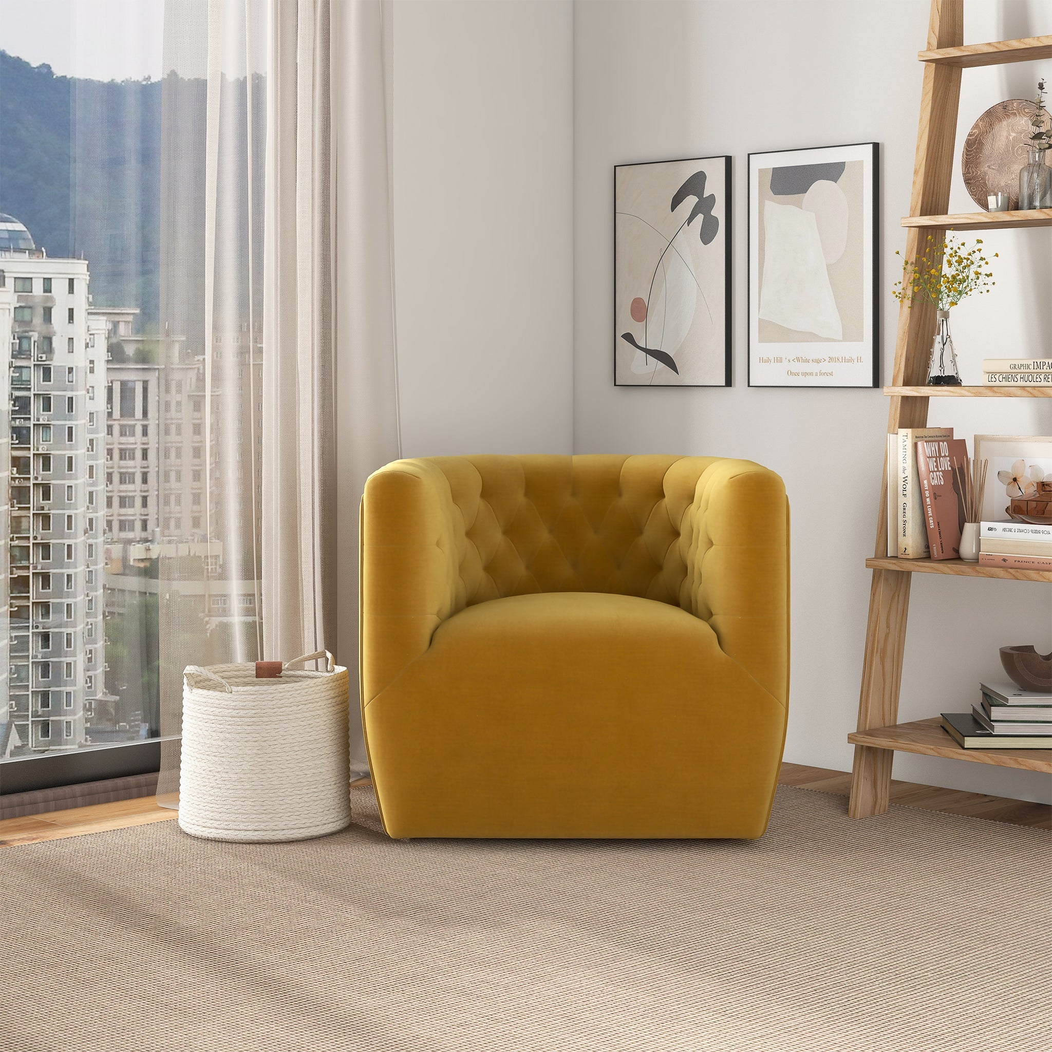 Delaney Gold Velvet Swivel Chair - SCH00500204