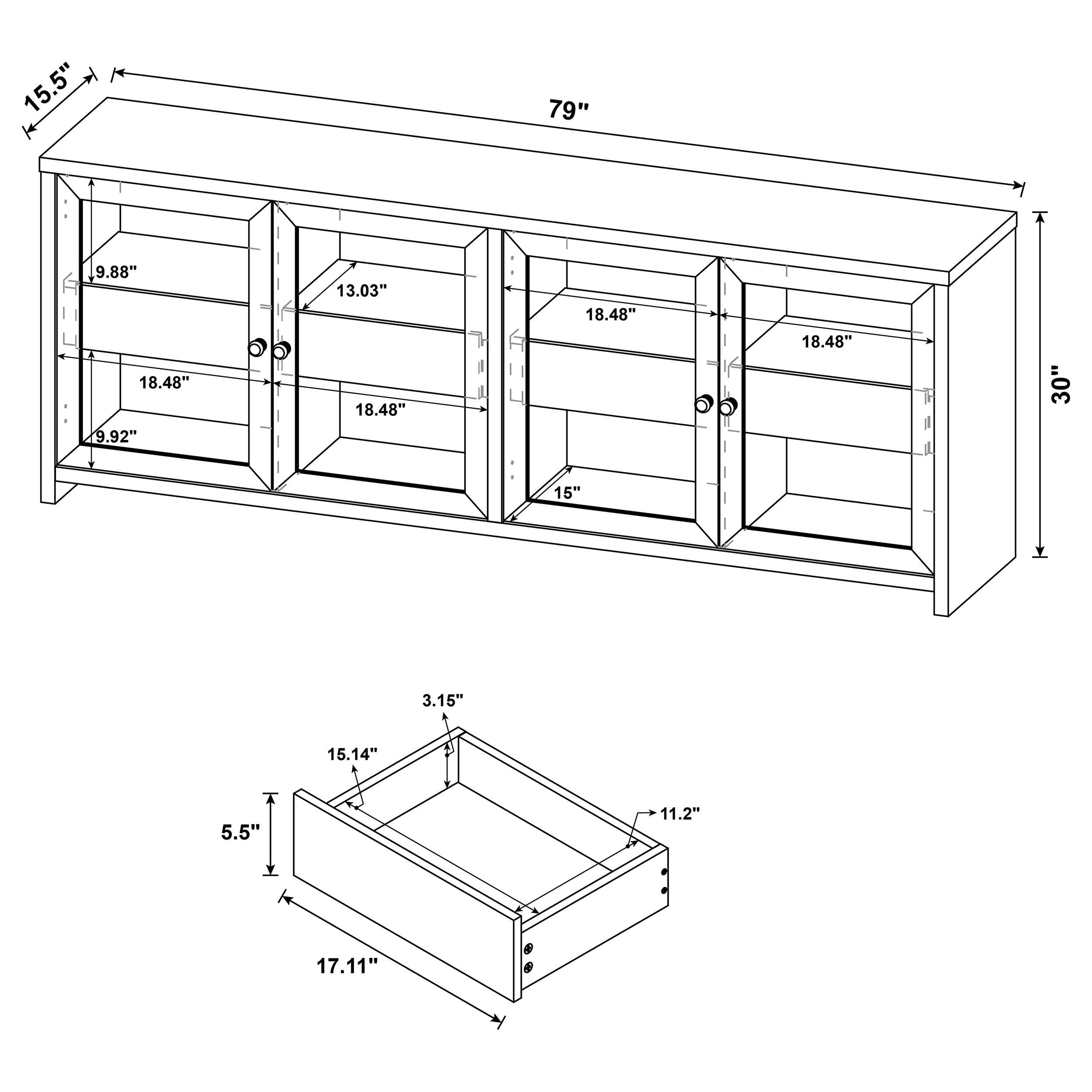 Denison 3-piece Entertainment Center 79-inch TV Stand Black - 720223-SET