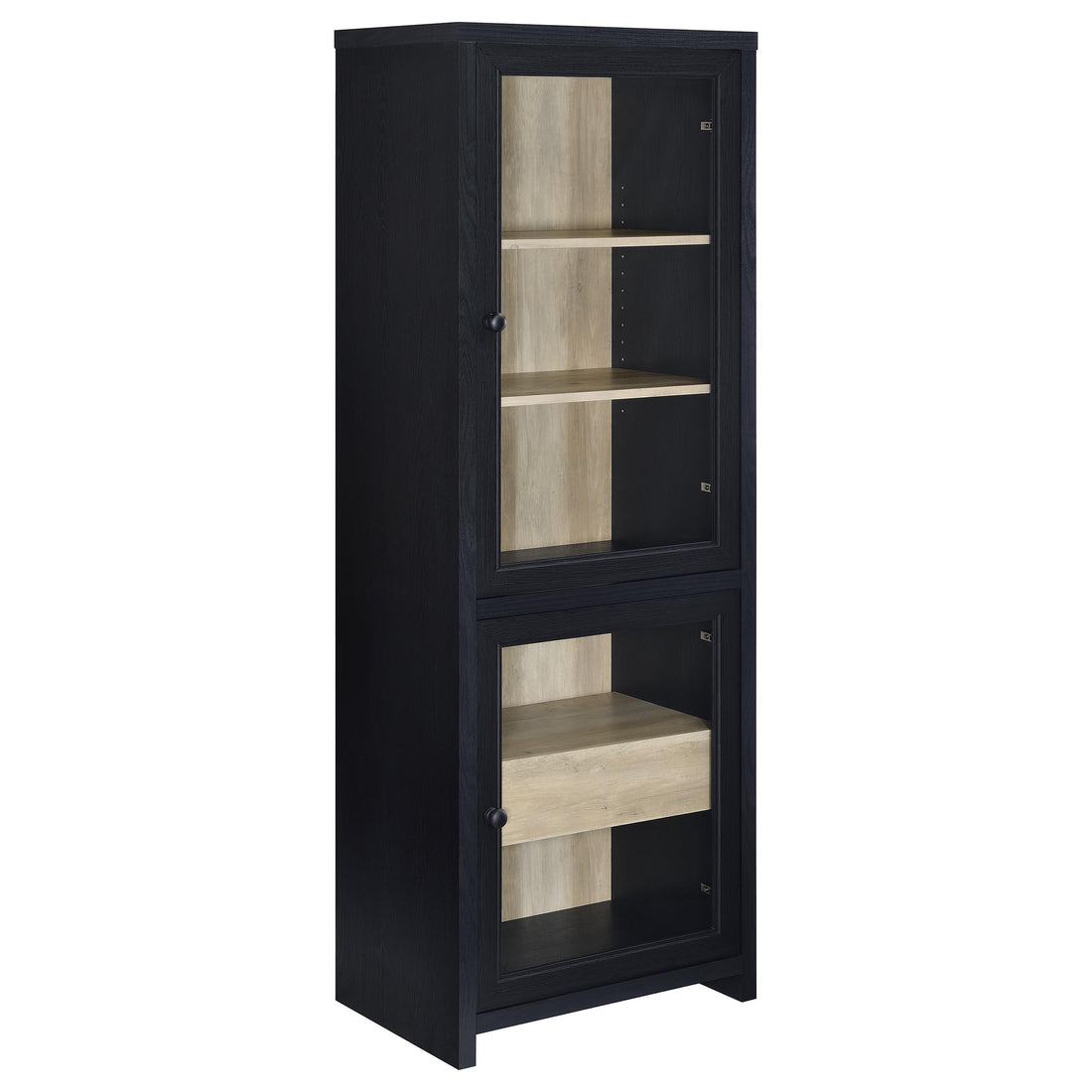 Denison 67-inch 2-door Media Tower Storage Cabinet Black - 720224