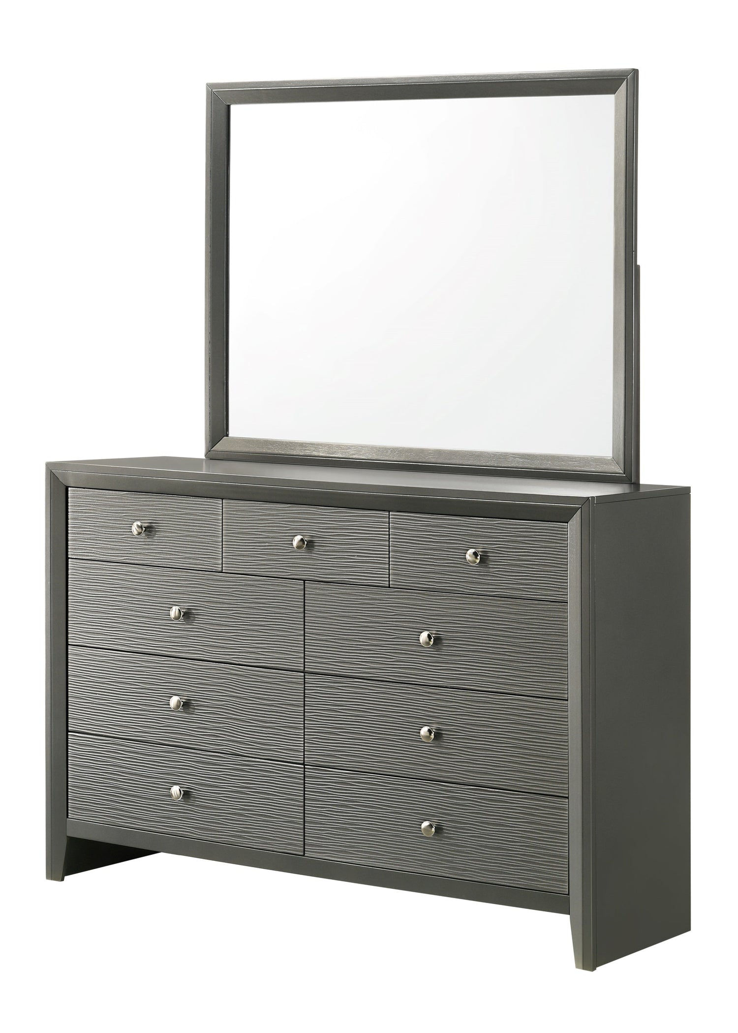 Denker Gunmetal Panel Bedroom Set - SET | B4715-Q-HBFB | B4715-Q-RAIL | B4715-2 | B4715-4 - Bien Home Furniture & Electronics
