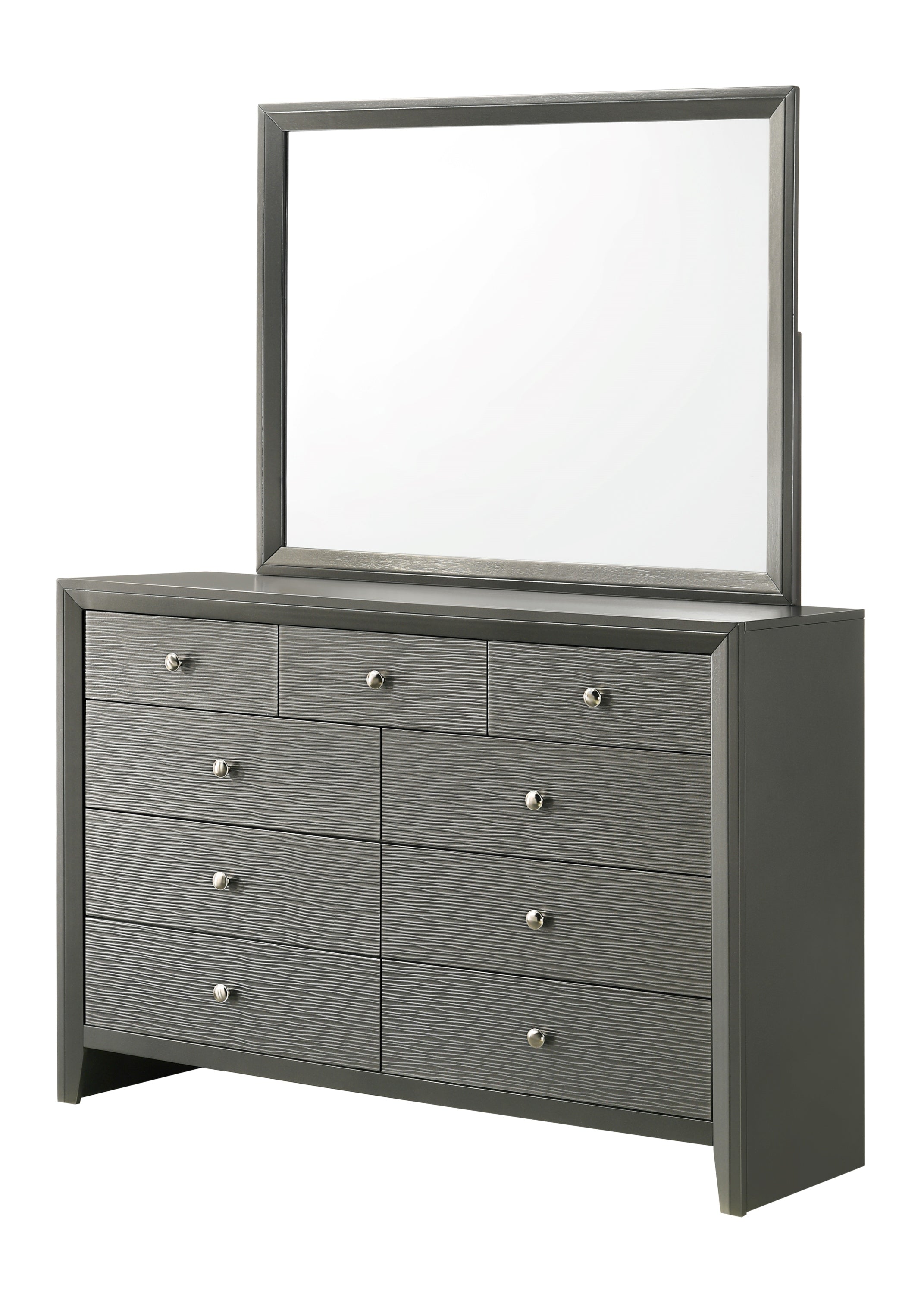 Denker Gunmetal Panel Bedroom Set - SET | B4715-Q-HBFB | B4715-Q-RAIL | B4715-2 | B4715-4 - Bien Home Furniture &amp; Electronics