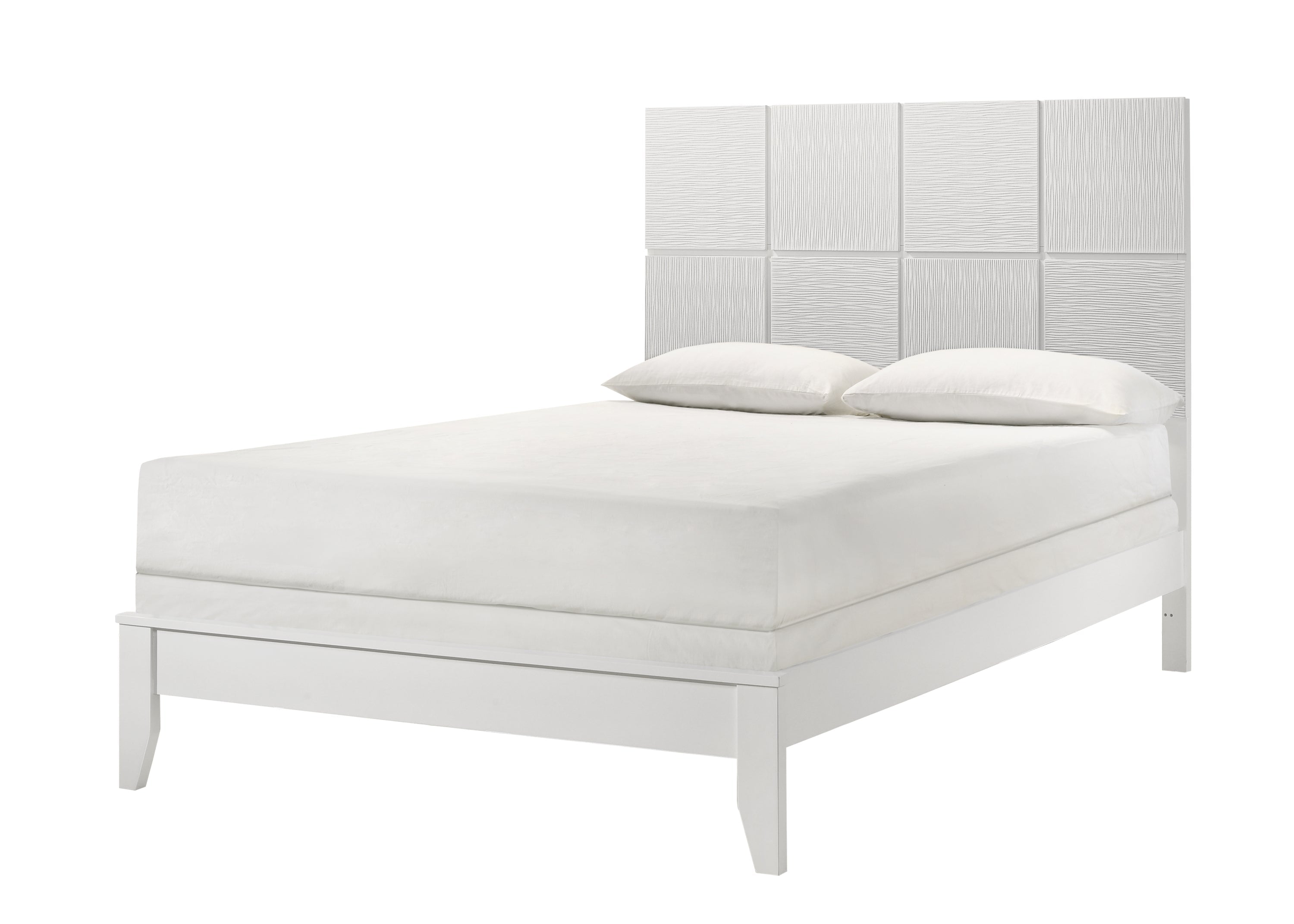 Denker White Full Panel Bed - SET | B4712-F-HBFB | B4712-F-RAIL - Bien Home Furniture &amp; Electronics