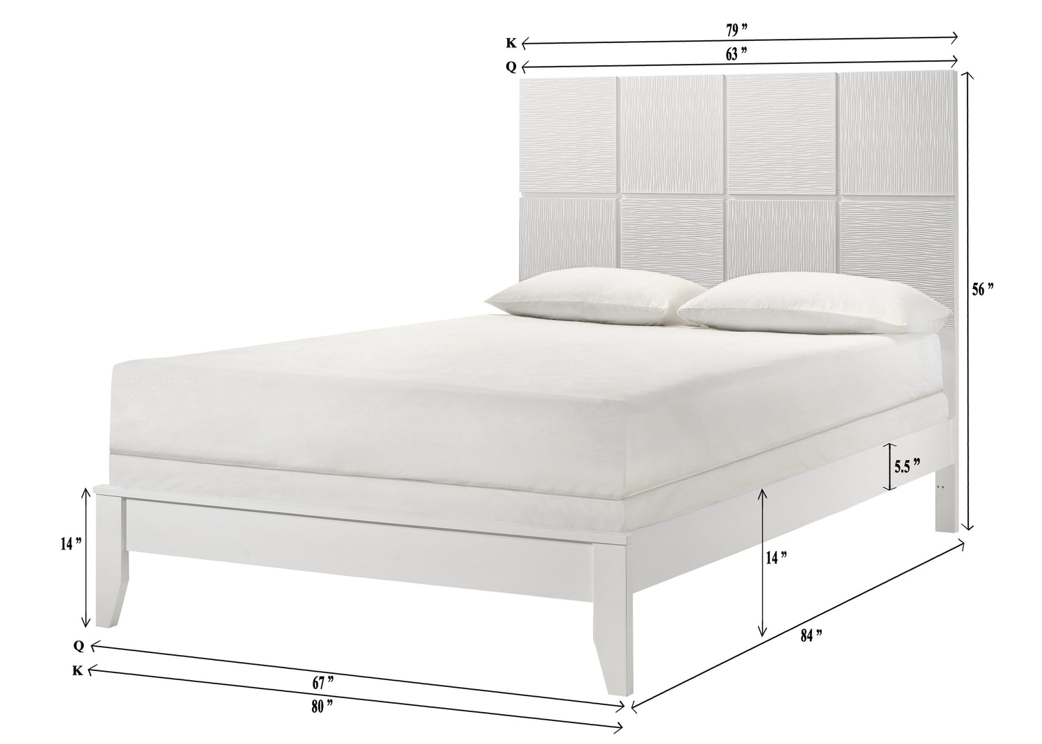 Denker White Panel Bedroom Set - SET | B4712-Q-HBFB | B4712-Q-RAIL | B4710-2 | B4710-4 - Bien Home Furniture & Electronics