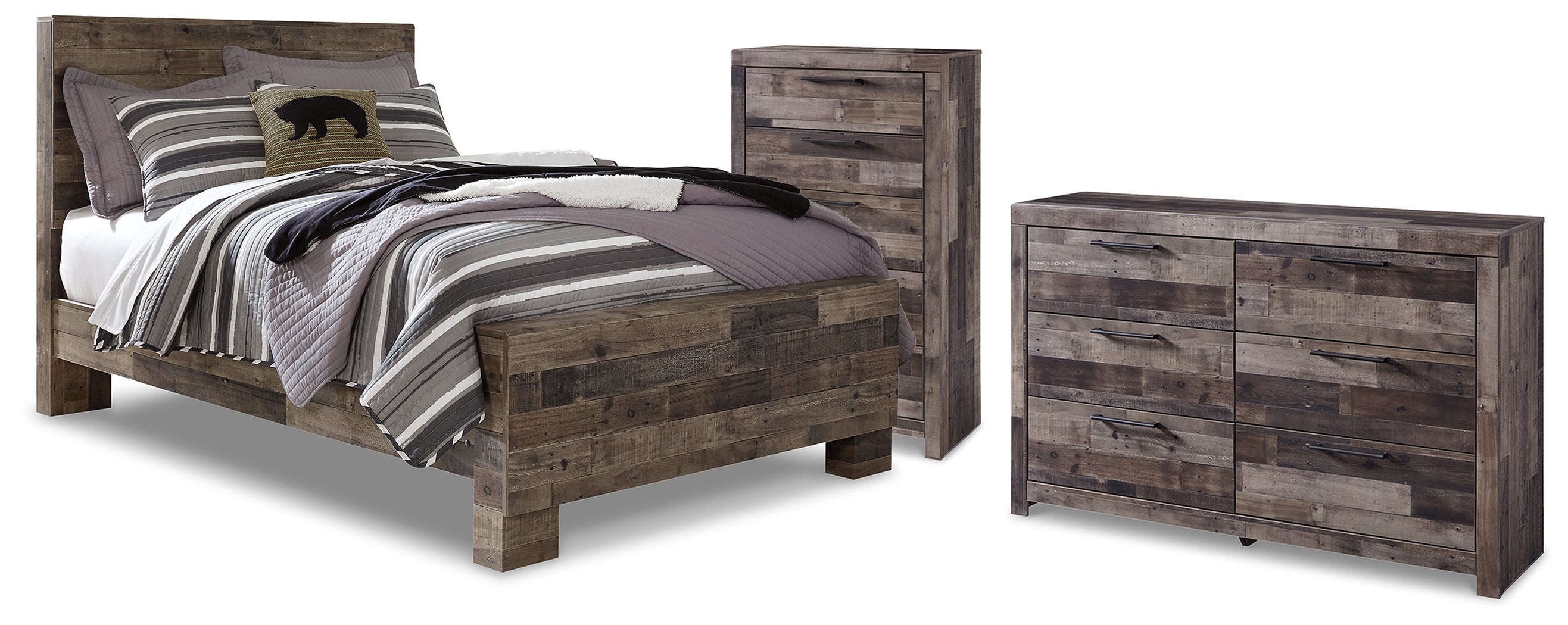 Derekson Full Panel Bed, Dresser and Chest - B200B77