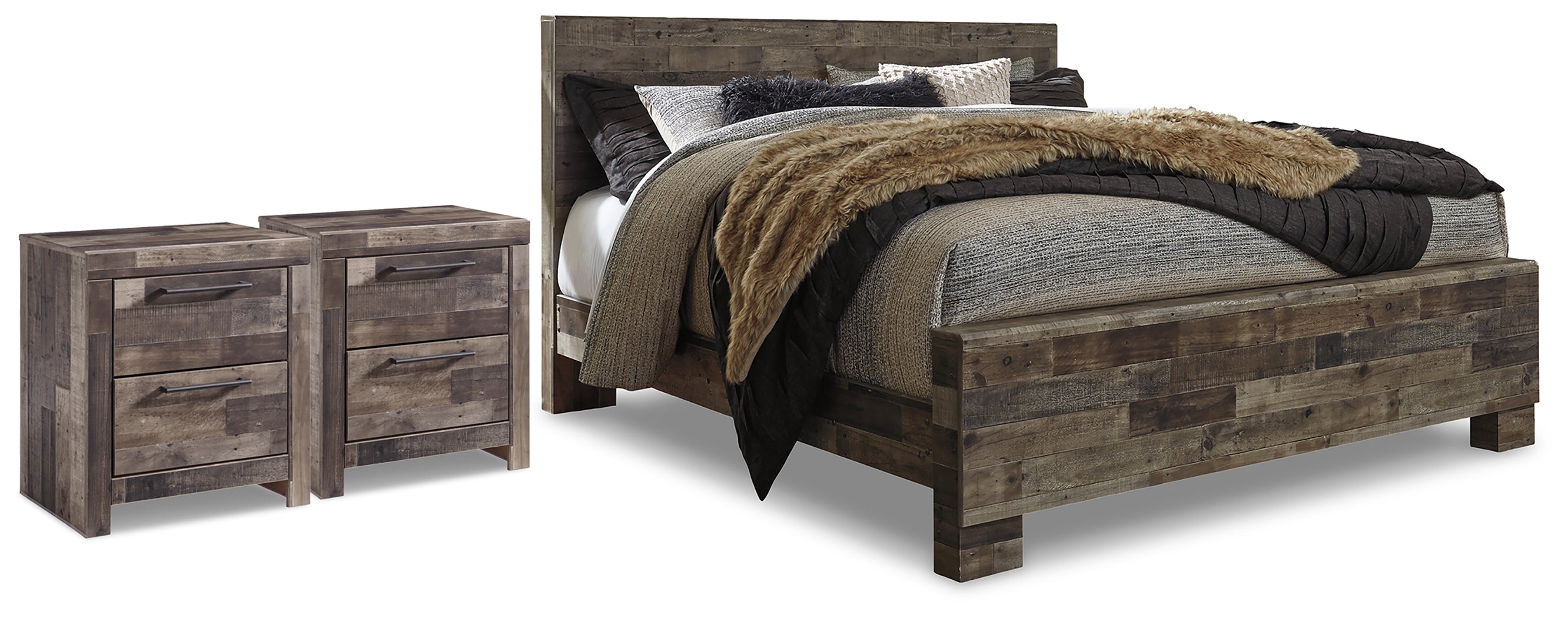 Derekson King Panel Bed and 2 Nightstands - B200B83