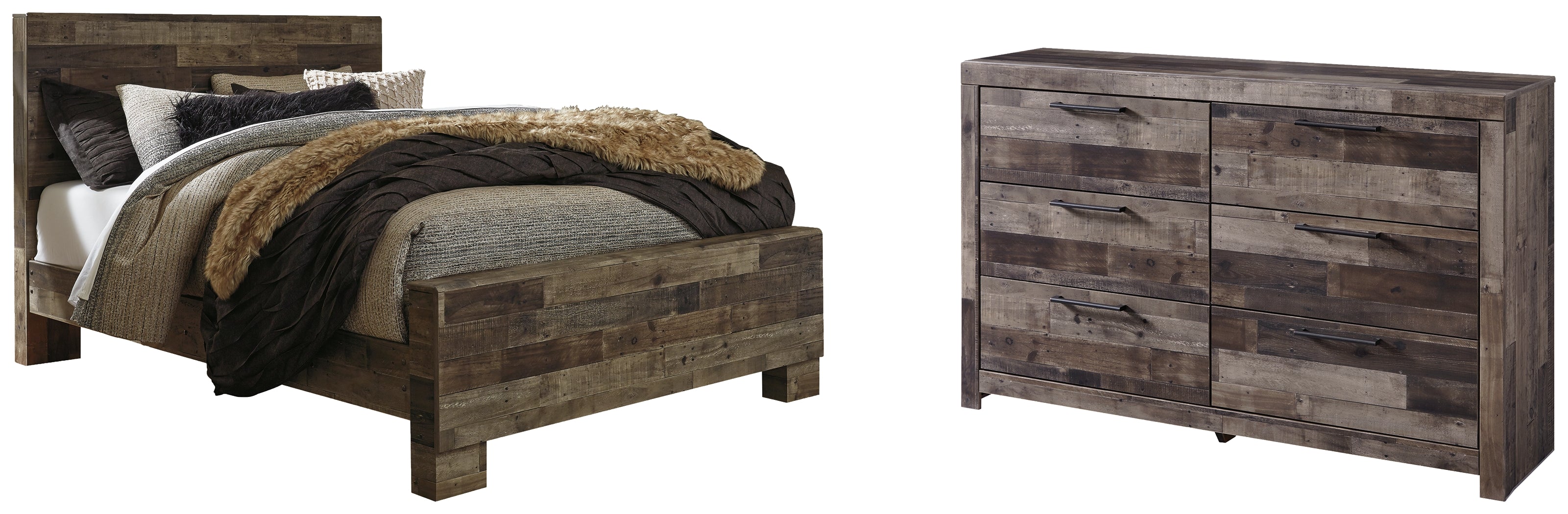 Derekson Queen Panel Bed with Dresser in Multi Gray - PKG003303