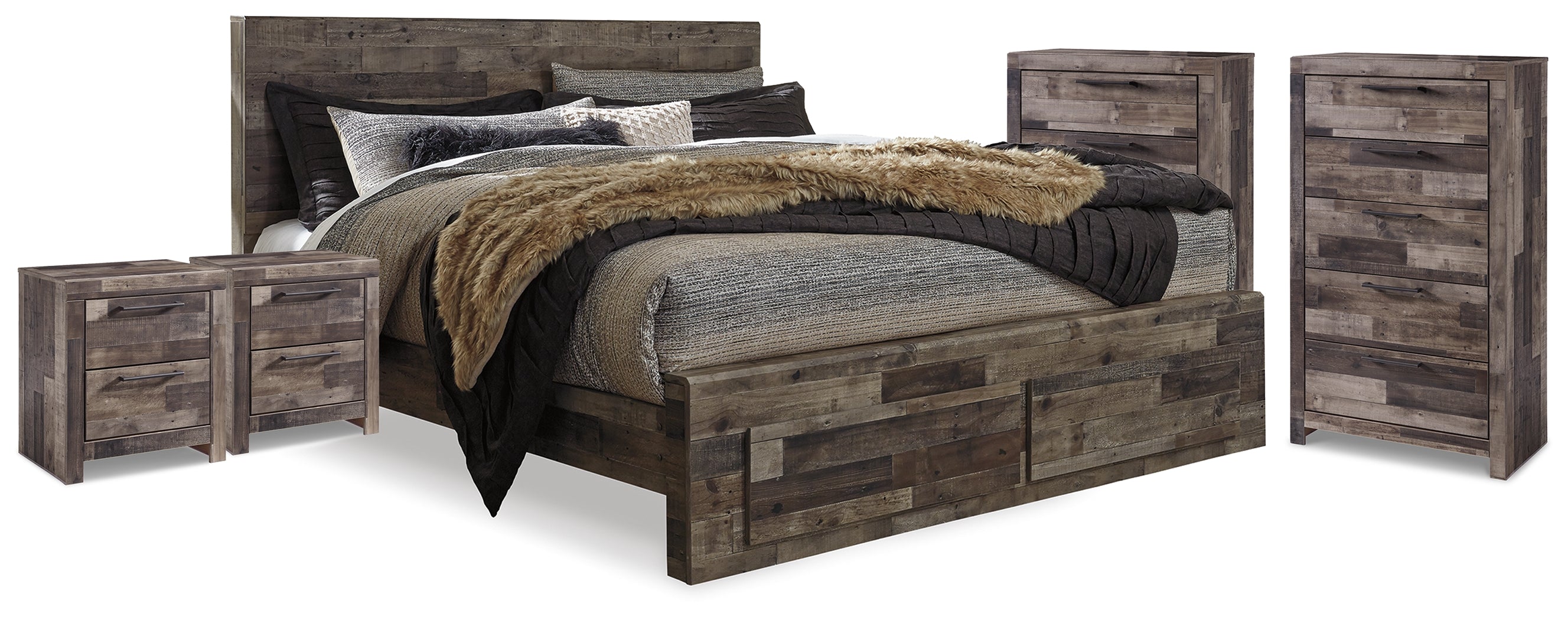 Derekson Queen Panel Storage Bed, 2 Chests and 2 Nightstands - B200B73
