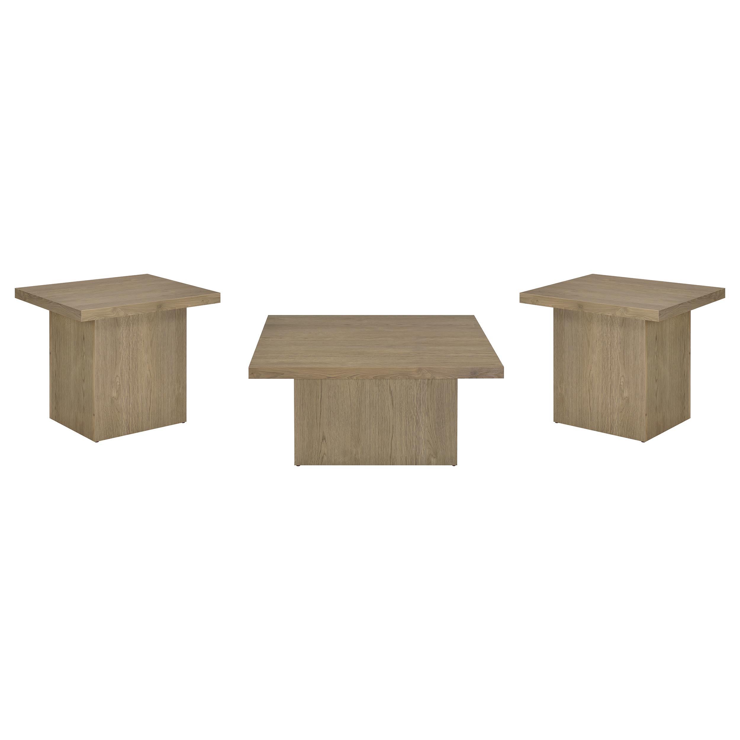 Devar 3-piece Square Cocktail Coffee End Table Set Latte - 710918-S3