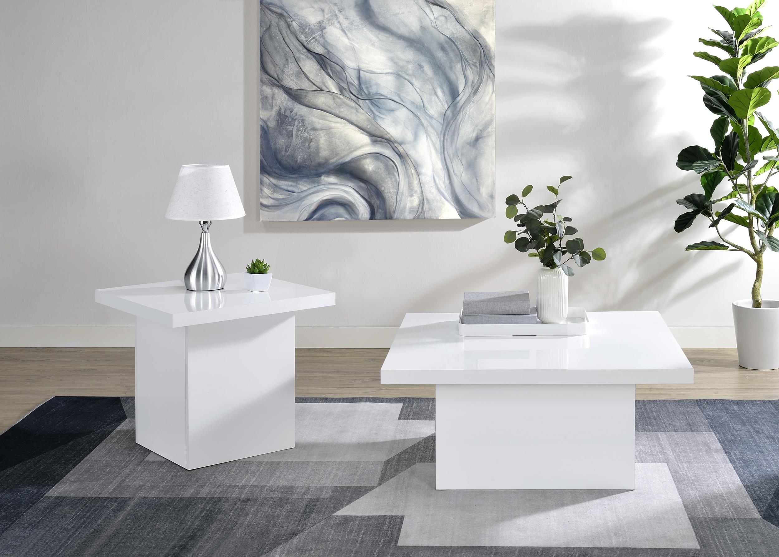 Devar Square Engineered Wood Coffee Table White High Gloss - 710898