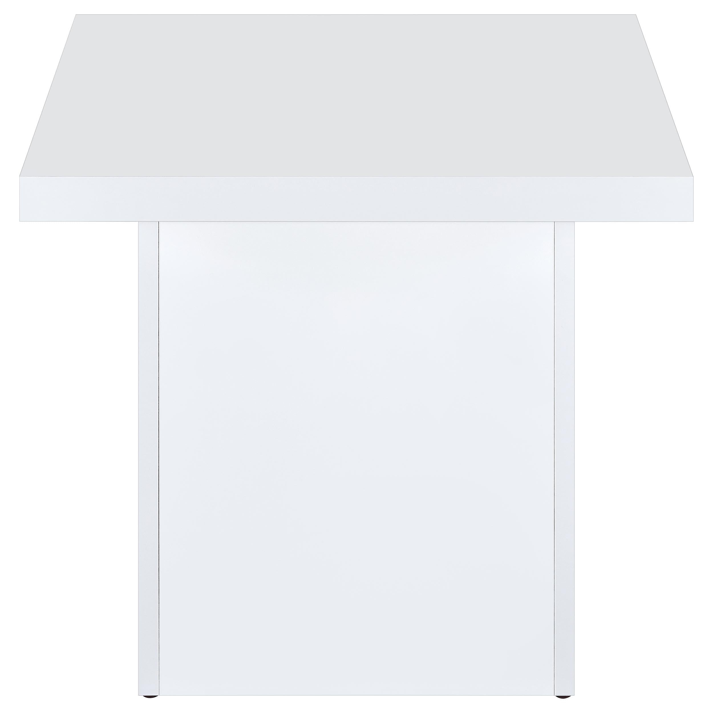 Devar Square Engineered Wood Side End Table White High Gloss - 710897