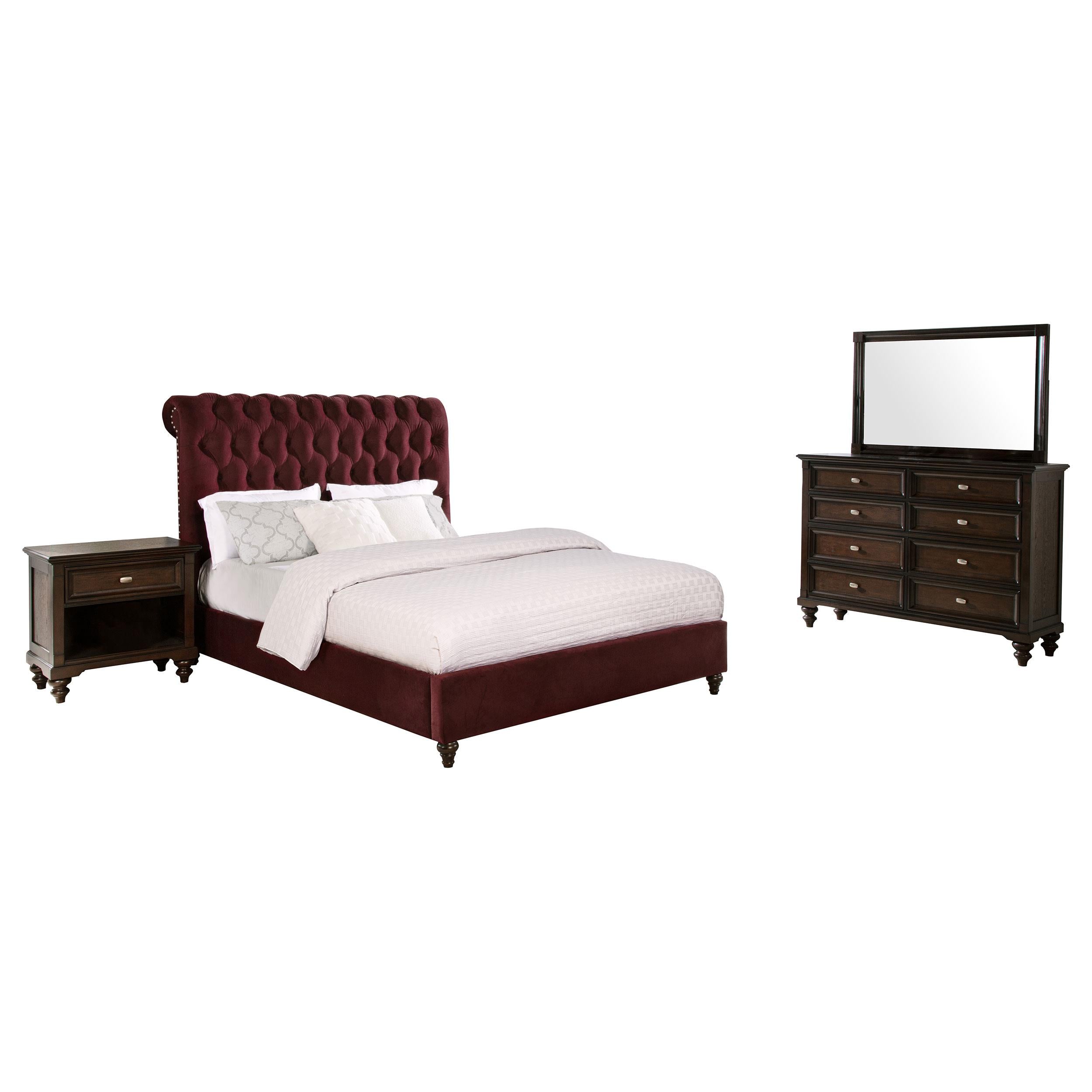 Devon 4-piece Queen Bedroom Set Wine Red and Dark Oak - 360341Q-S4