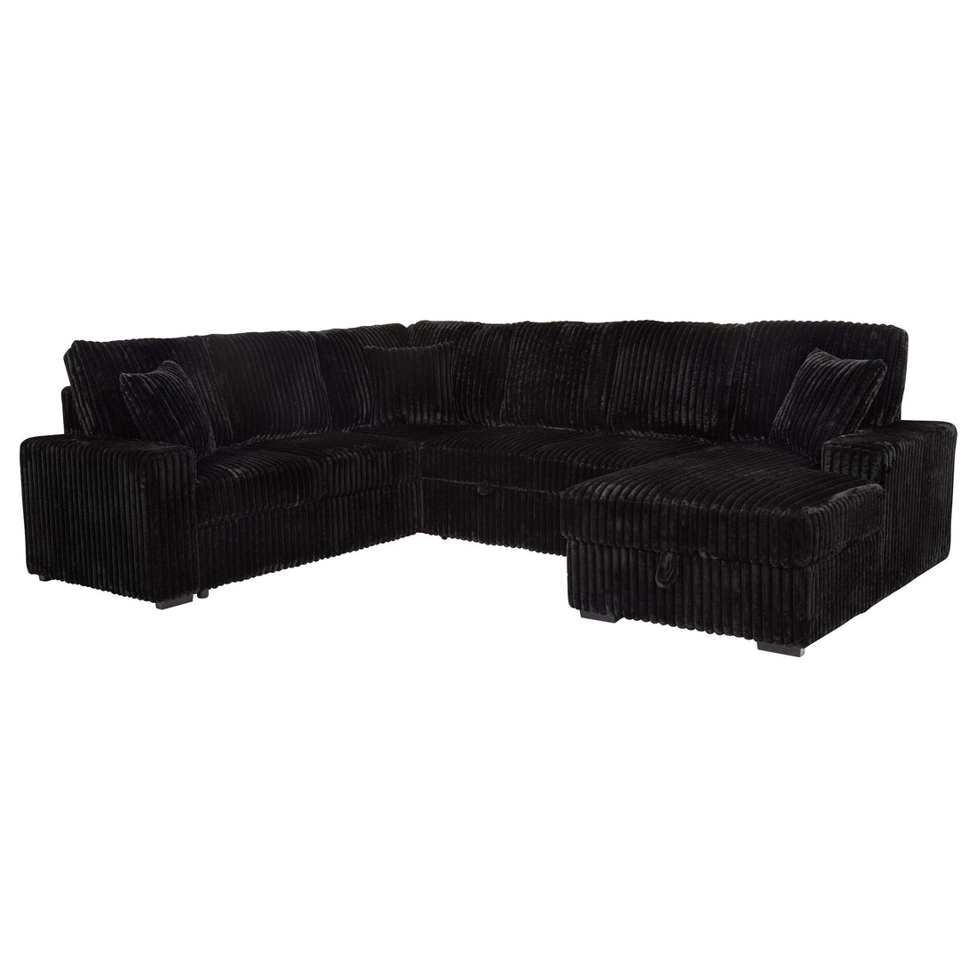 Devonshire Sleeper Sectional Sofa Storage Chaise Black - 511049