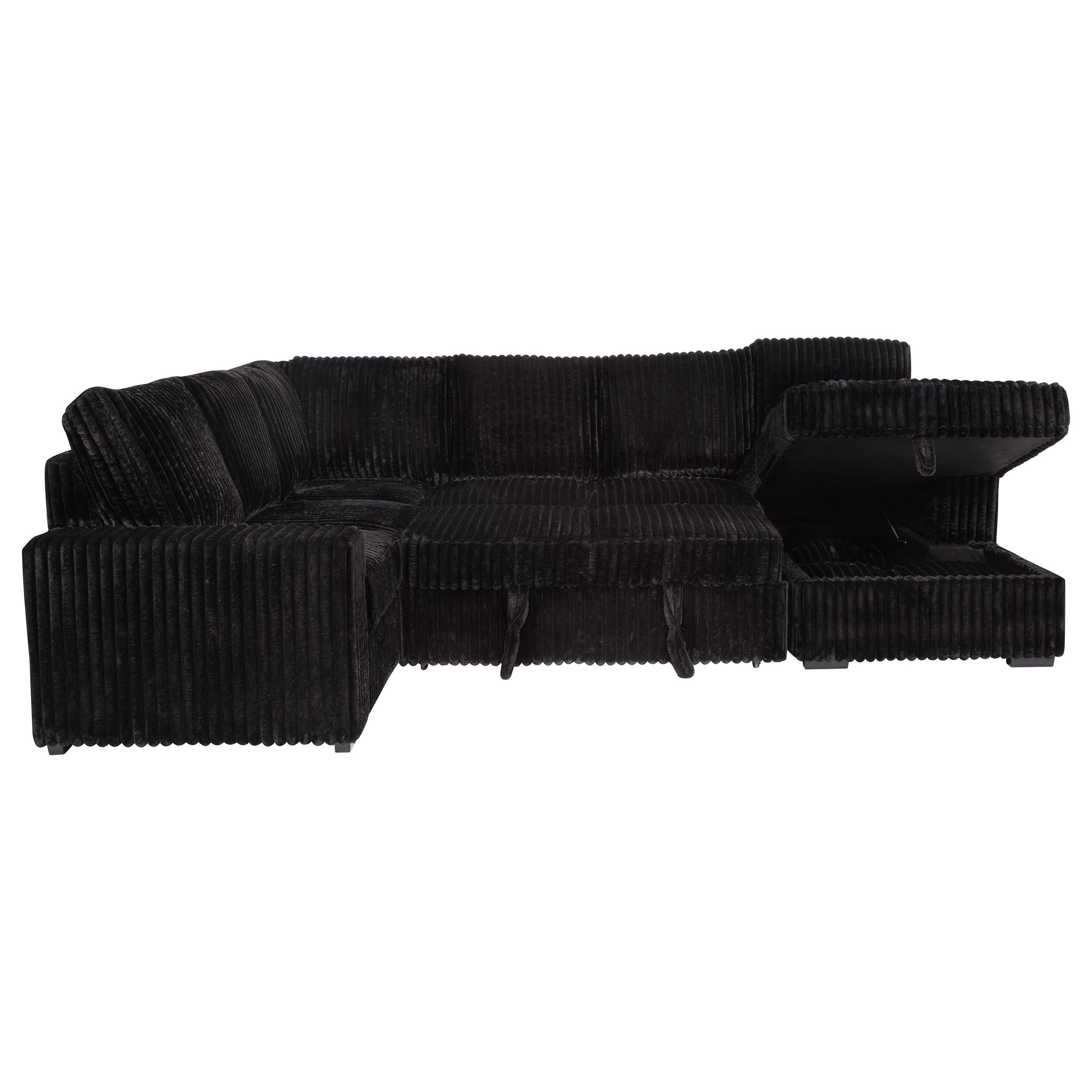 Devonshire Sleeper Sectional Sofa Storage Chaise Black - 511049