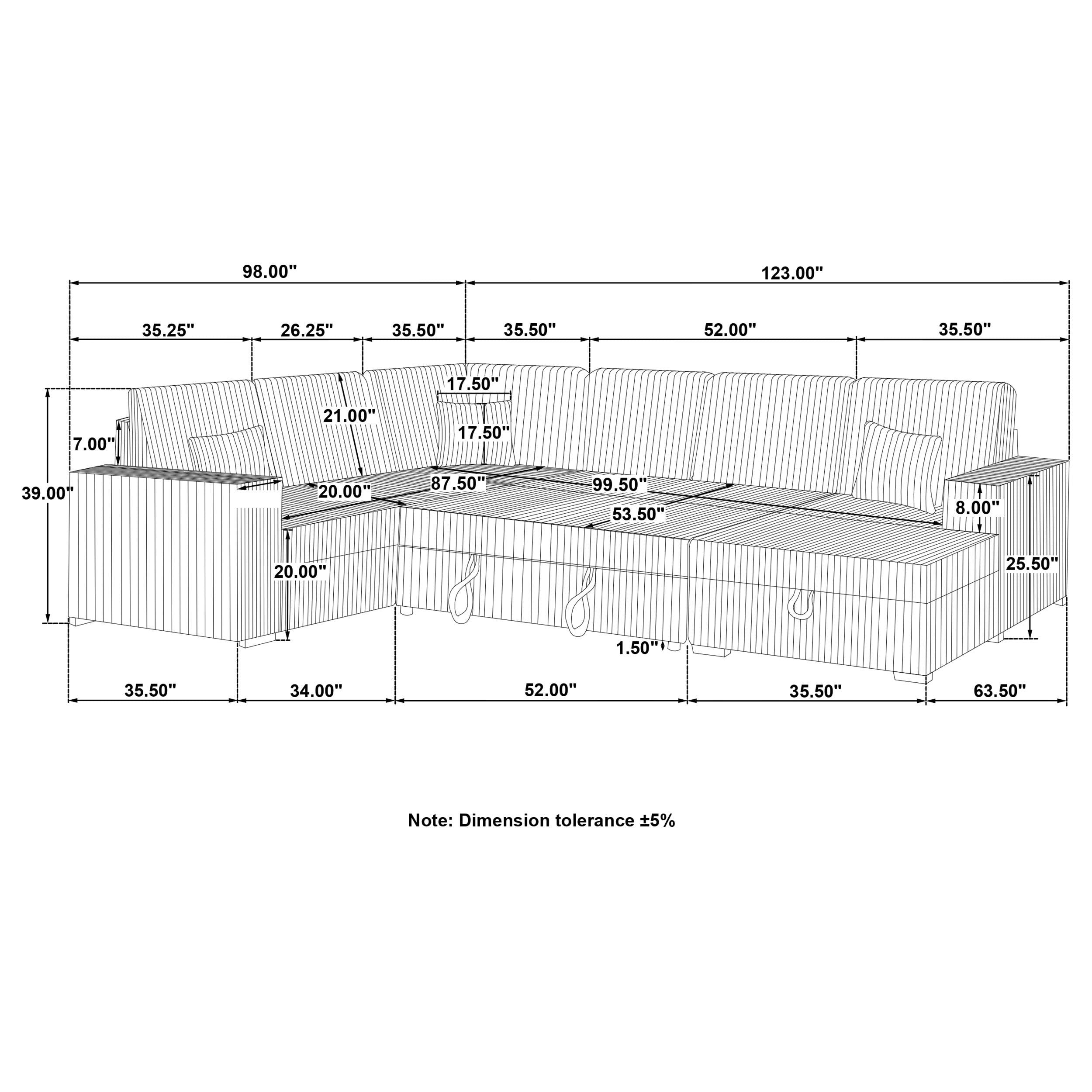 Devonshire Sleeper Sectional Sofa Storage Chaise Black - 511049
