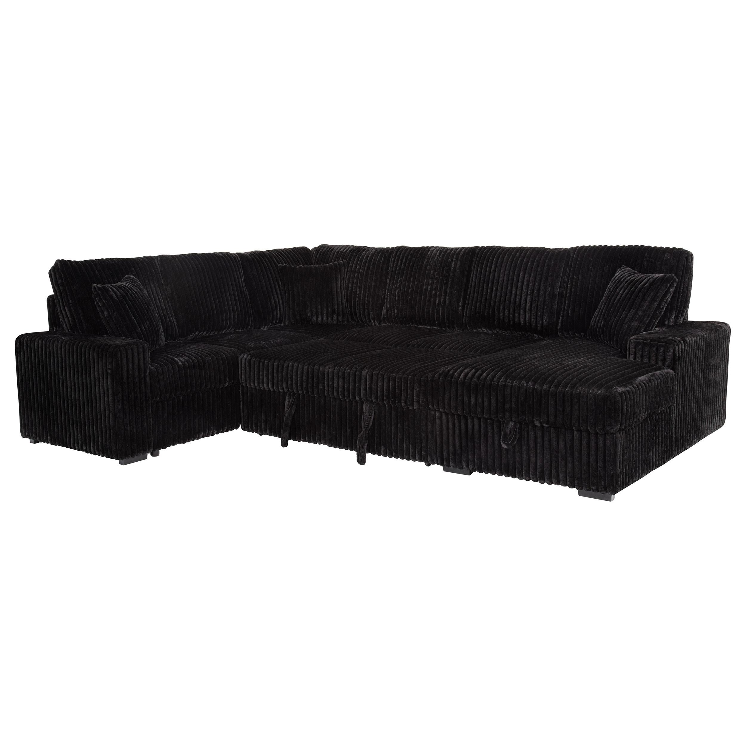 Devonshire Sleeper Sectional Sofa Storage Chaise Black - 511049
