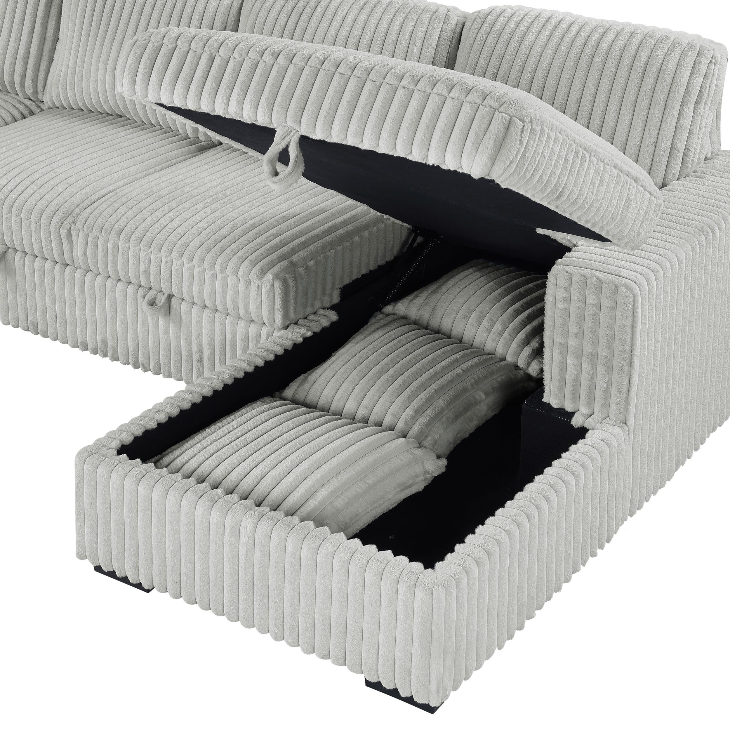 Devonshire Sleeper Sectional Sofa Storage Chaise Grey - 501208