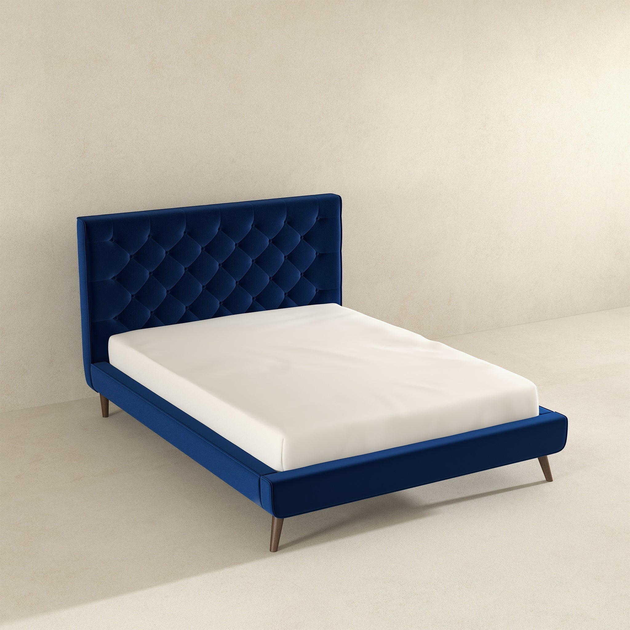 Dillon Blue Velvet Platform Bed (Queen Size) - BED00300201