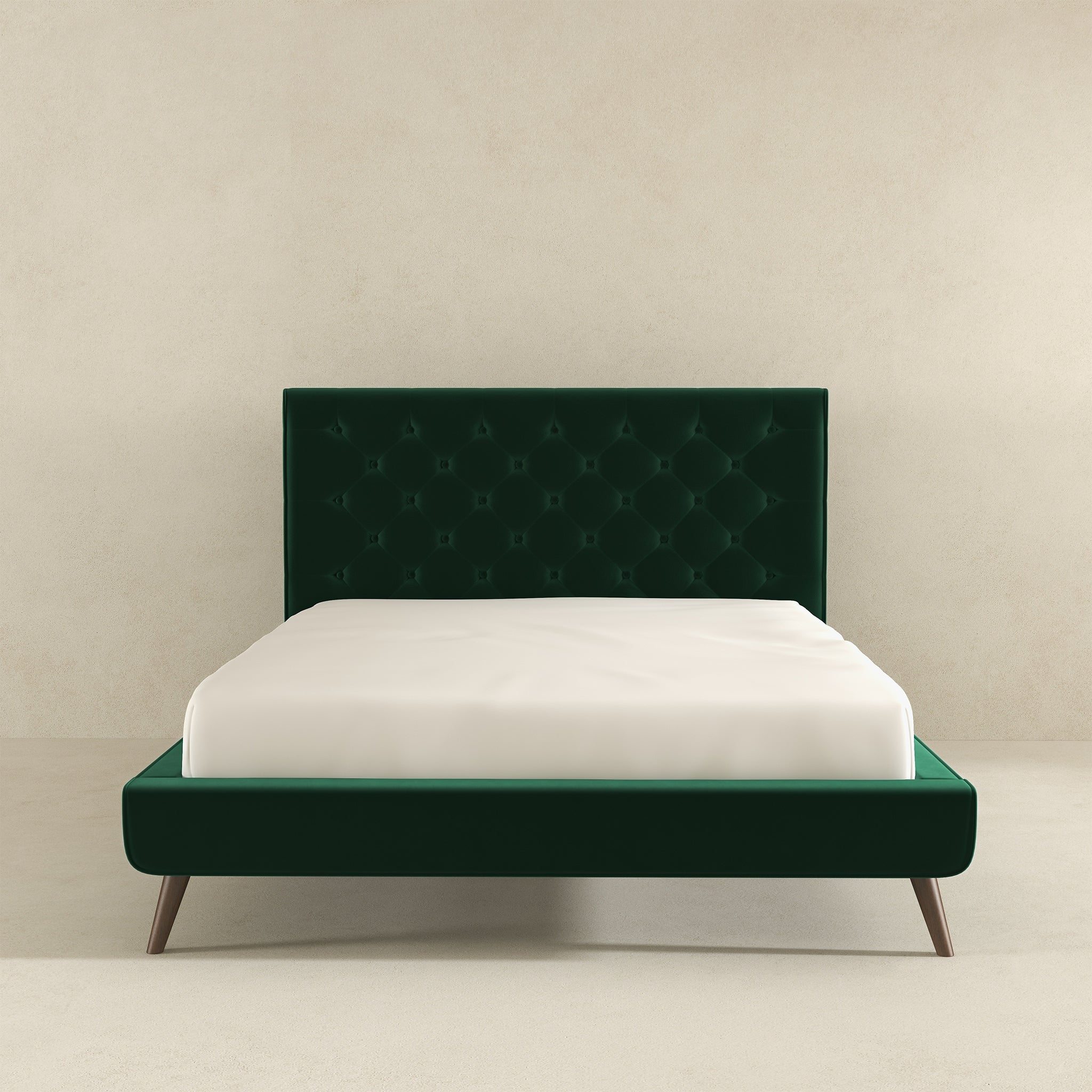 Dillon Dark Green Velvet Platform Bed (Queen Size) - BED00300203
