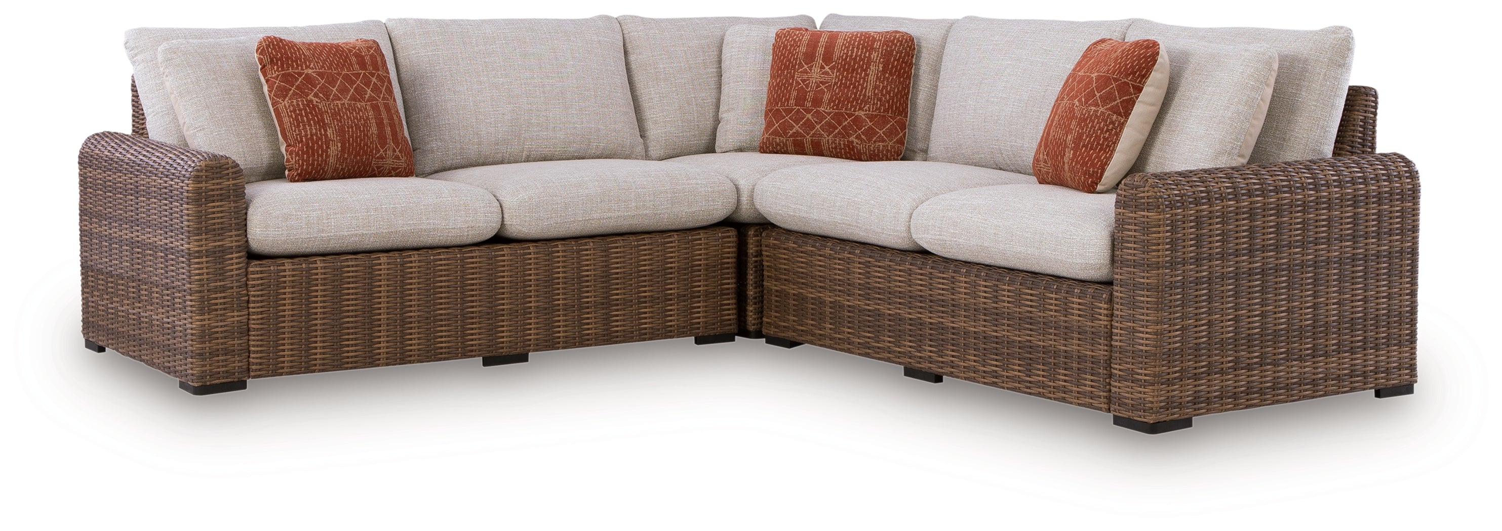 Dolan Creek Beige/Brown 3-Piece Outdoor Sectional - PCP610P1