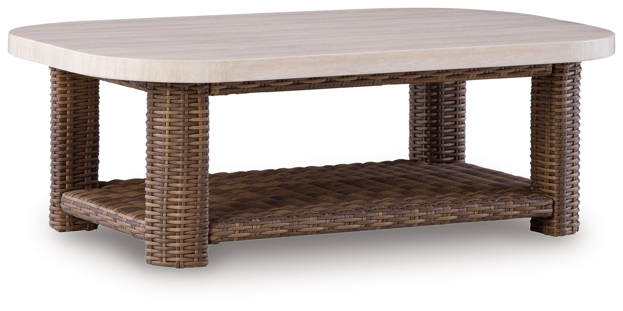 Dolan Creek Beige/Brown Outdoor Coffee Table - PCP610-701