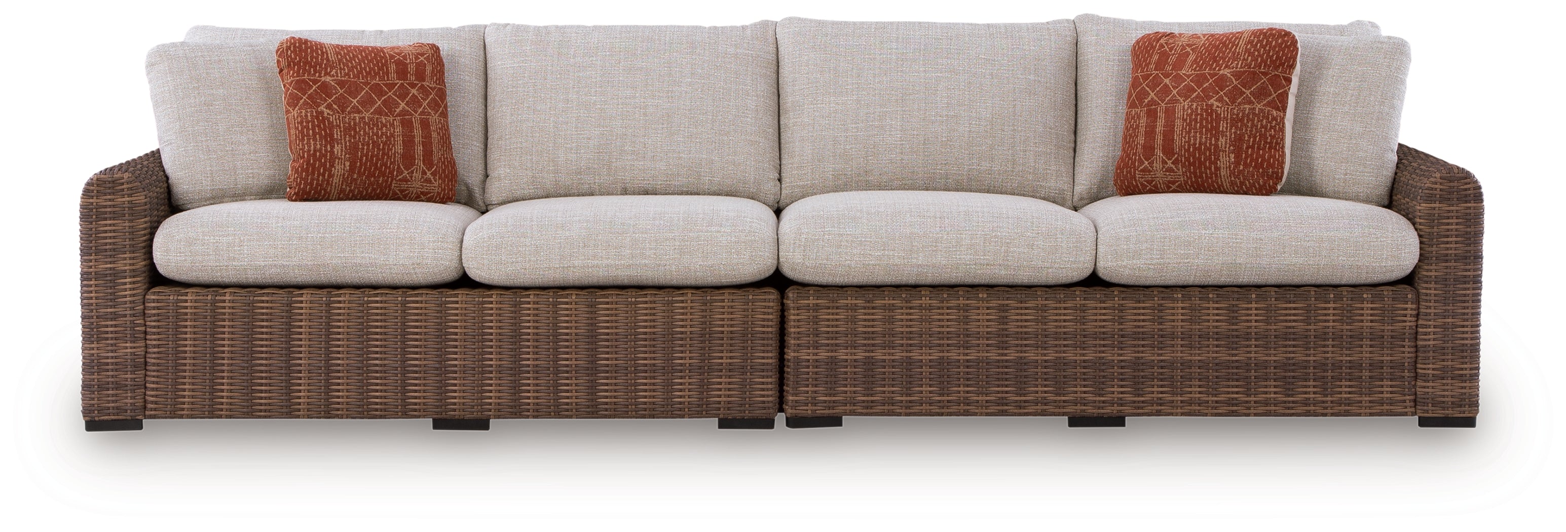 Dolan Creek Beige/Brown Outdoor Right and Left-arm Facing Loveseat with Cushion (Set of 2) - PCP610-854