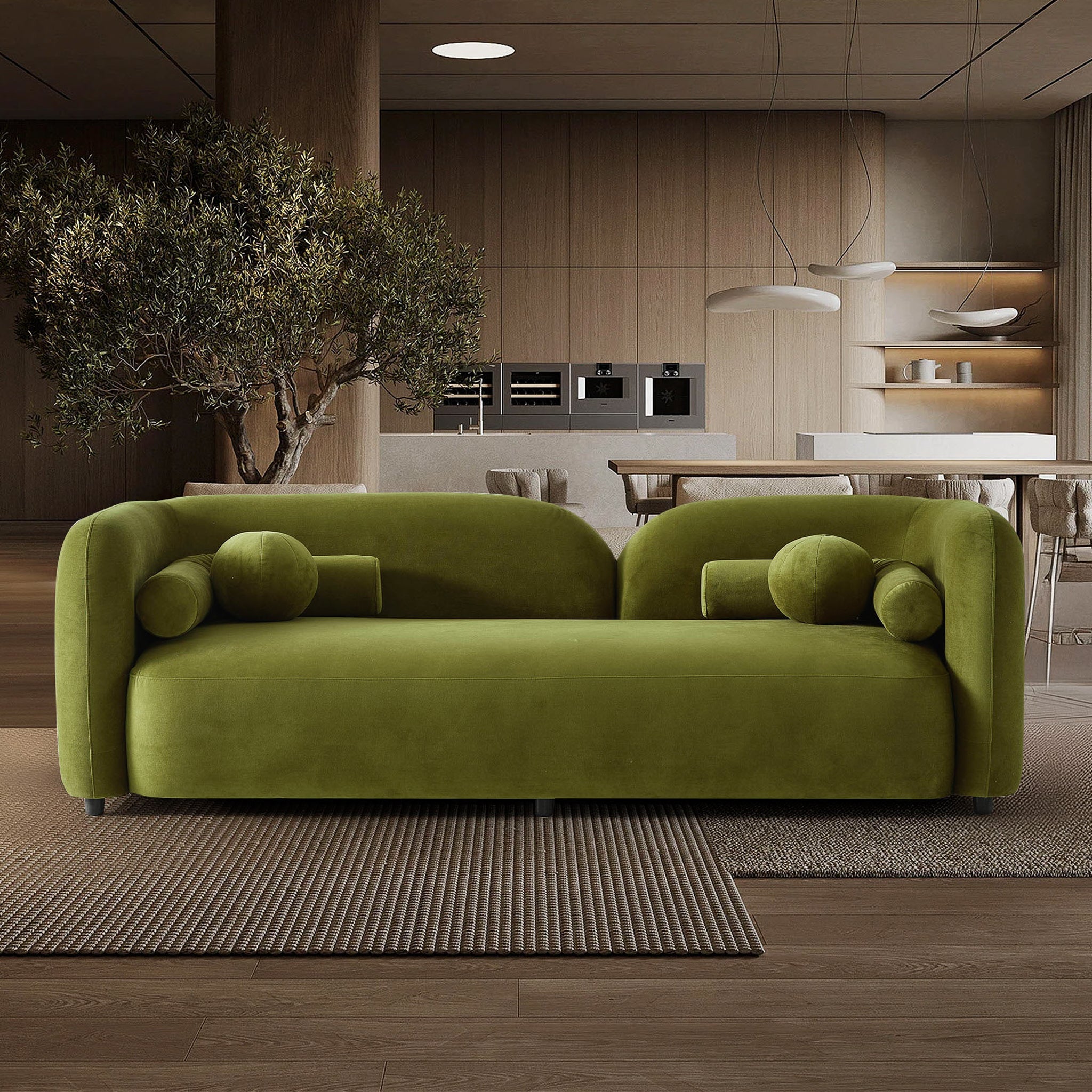Donna Japandi Style Olive Green Velvet Sofa - SOF02600704