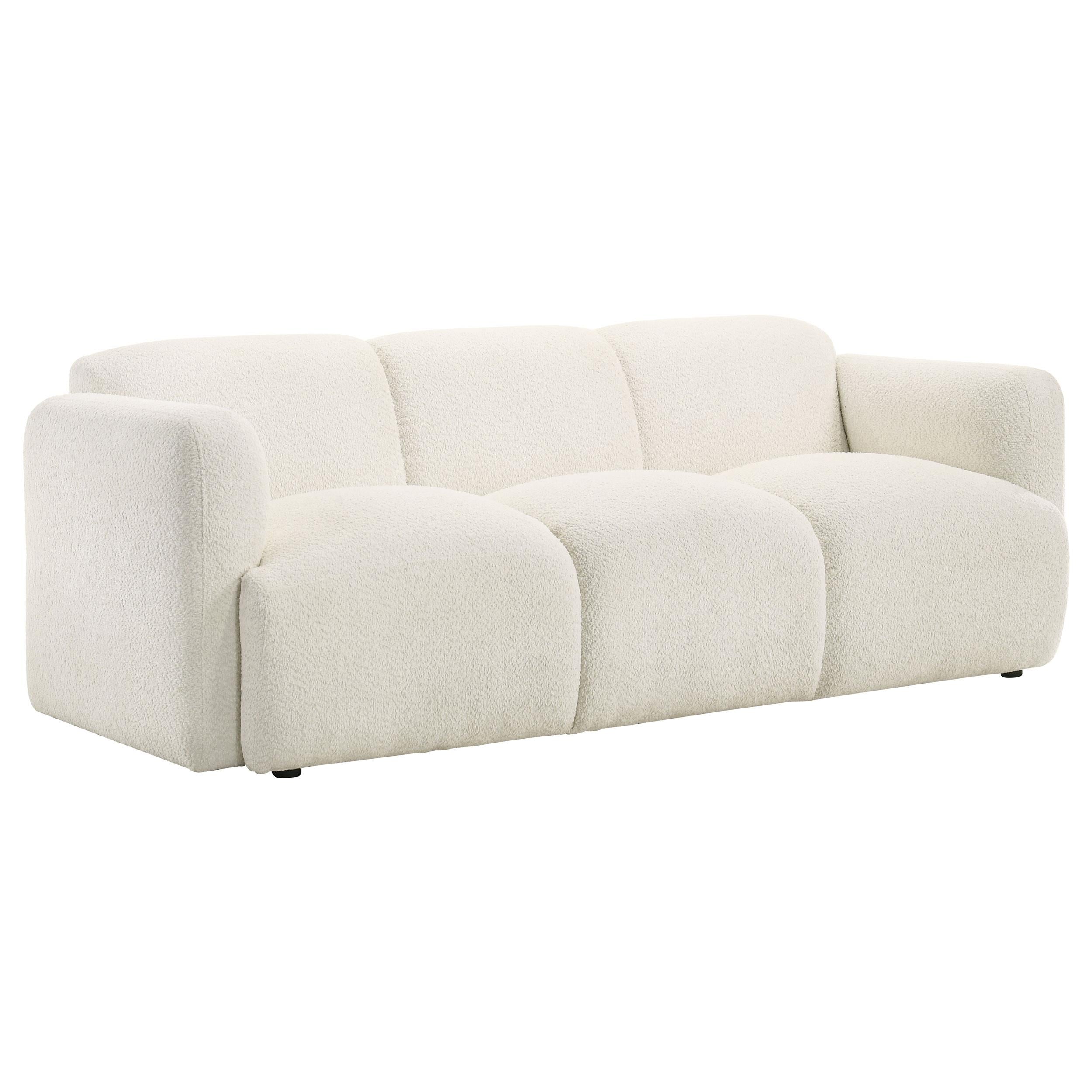 Dorset 2-piece Upholstered Round Track Arm Sofa Set White - 509811-S2