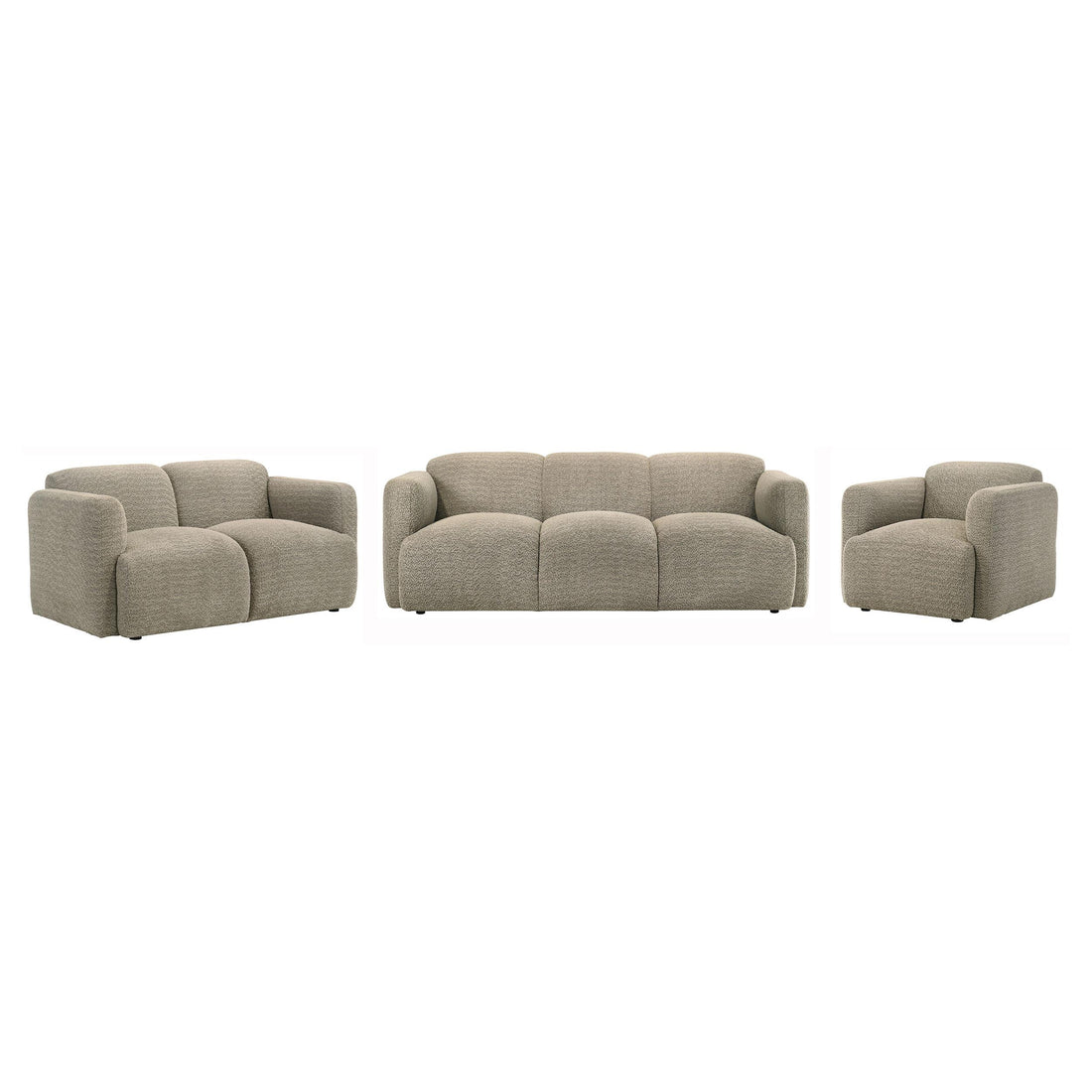 Dorset 3-piece Upholstered Round Track Arm Sofa Set Brown - 509814-S3