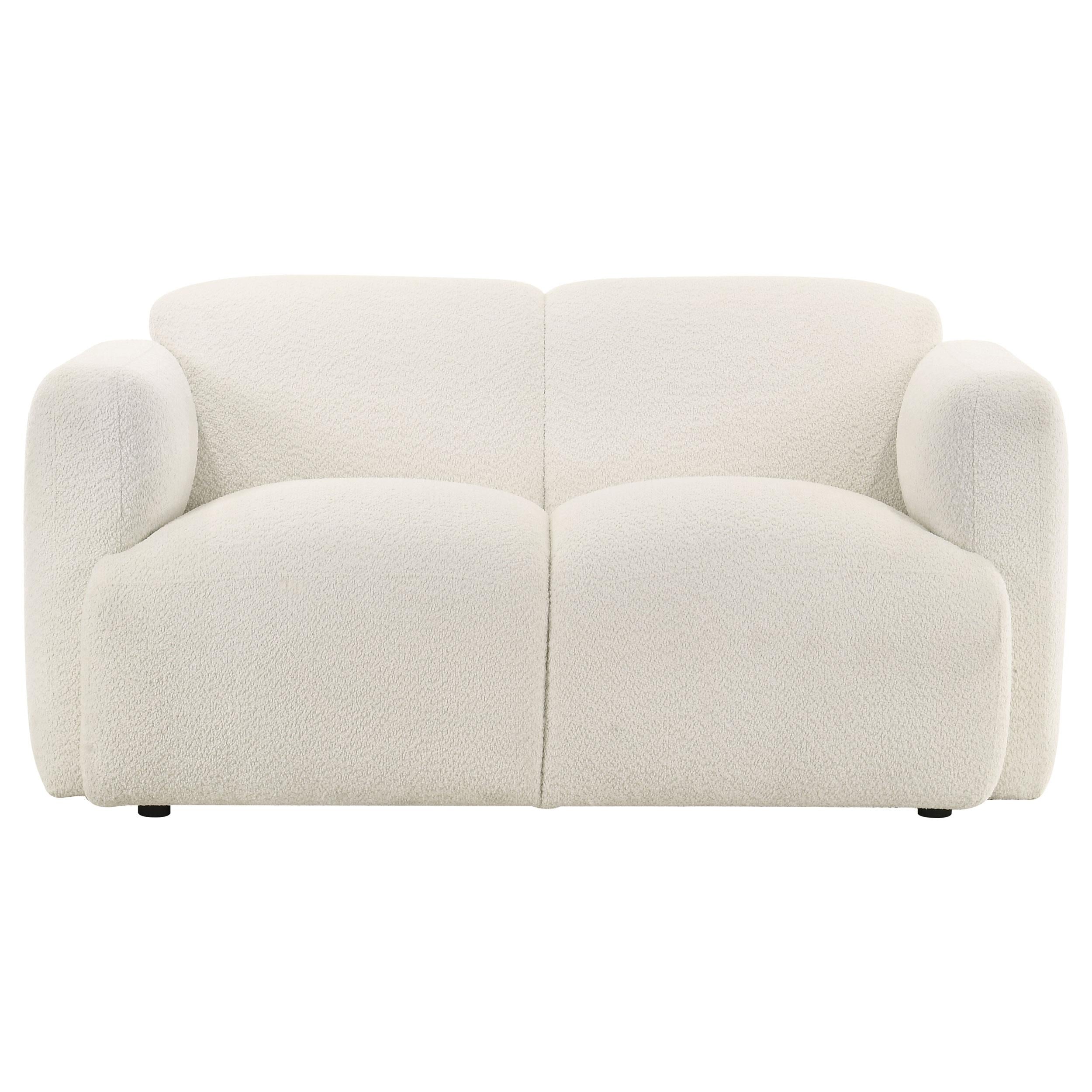 Dorset Fabric Upholstered Round Track Arm Loveseat White - 509812