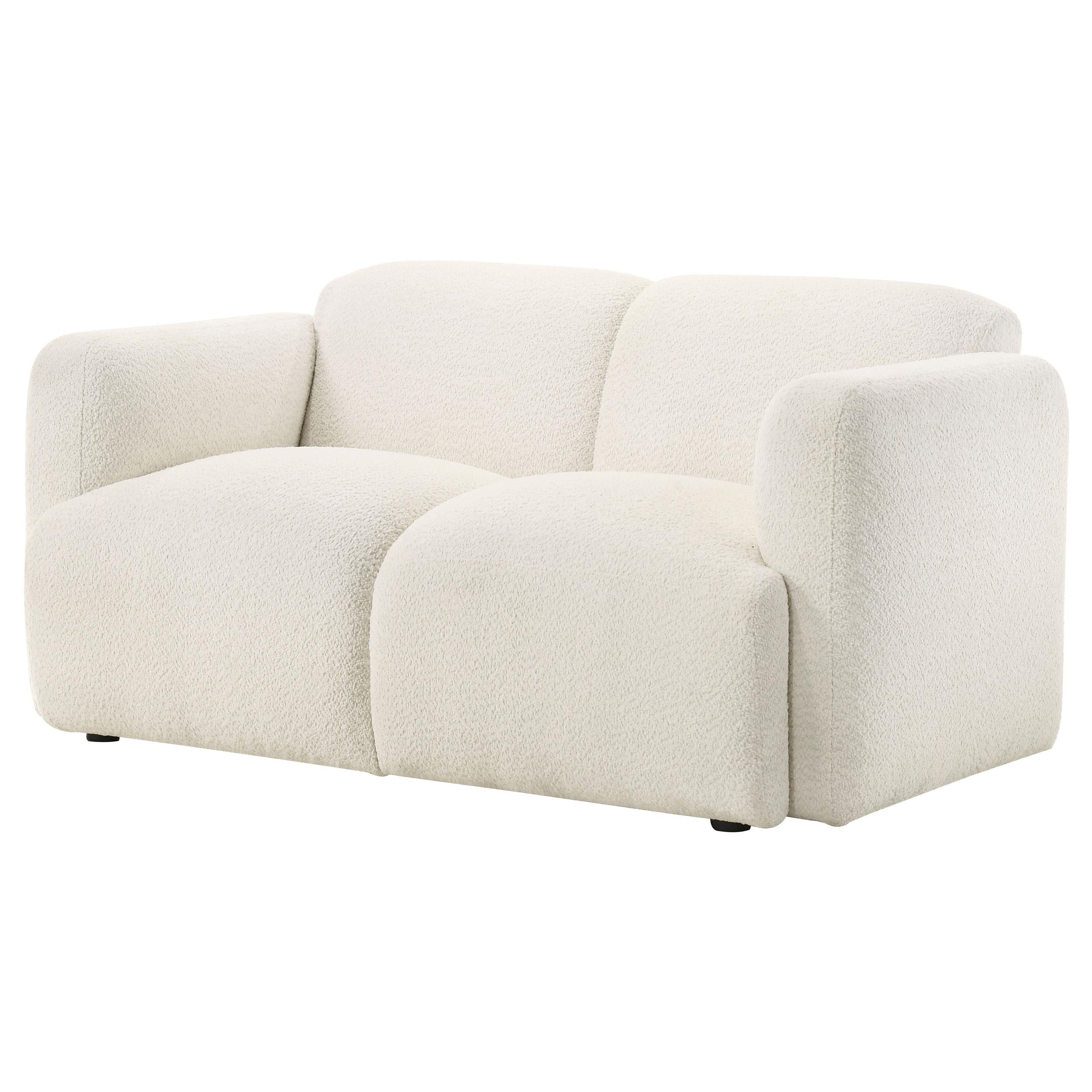 Dorset Fabric Upholstered Round Track Arm Loveseat White - 509812