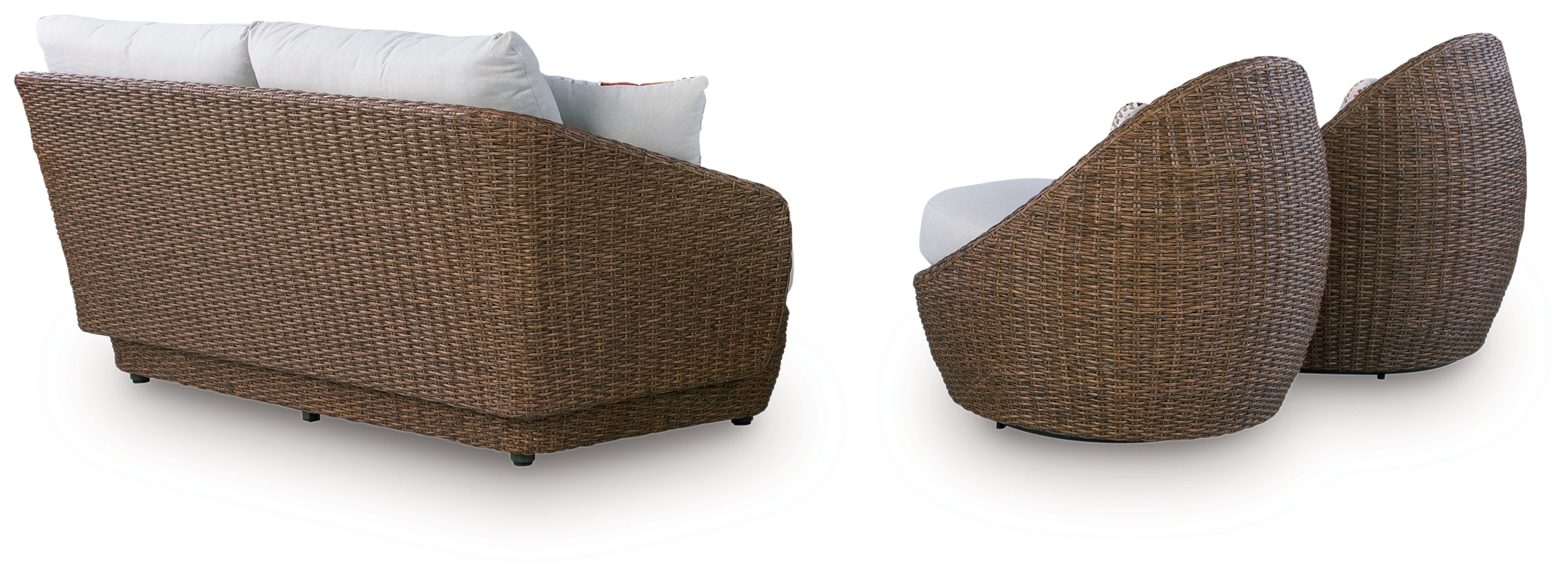 Double Point Beige Outdoor Loveseat/2 Swivel Chairs (Set of 3) - PCP503-070