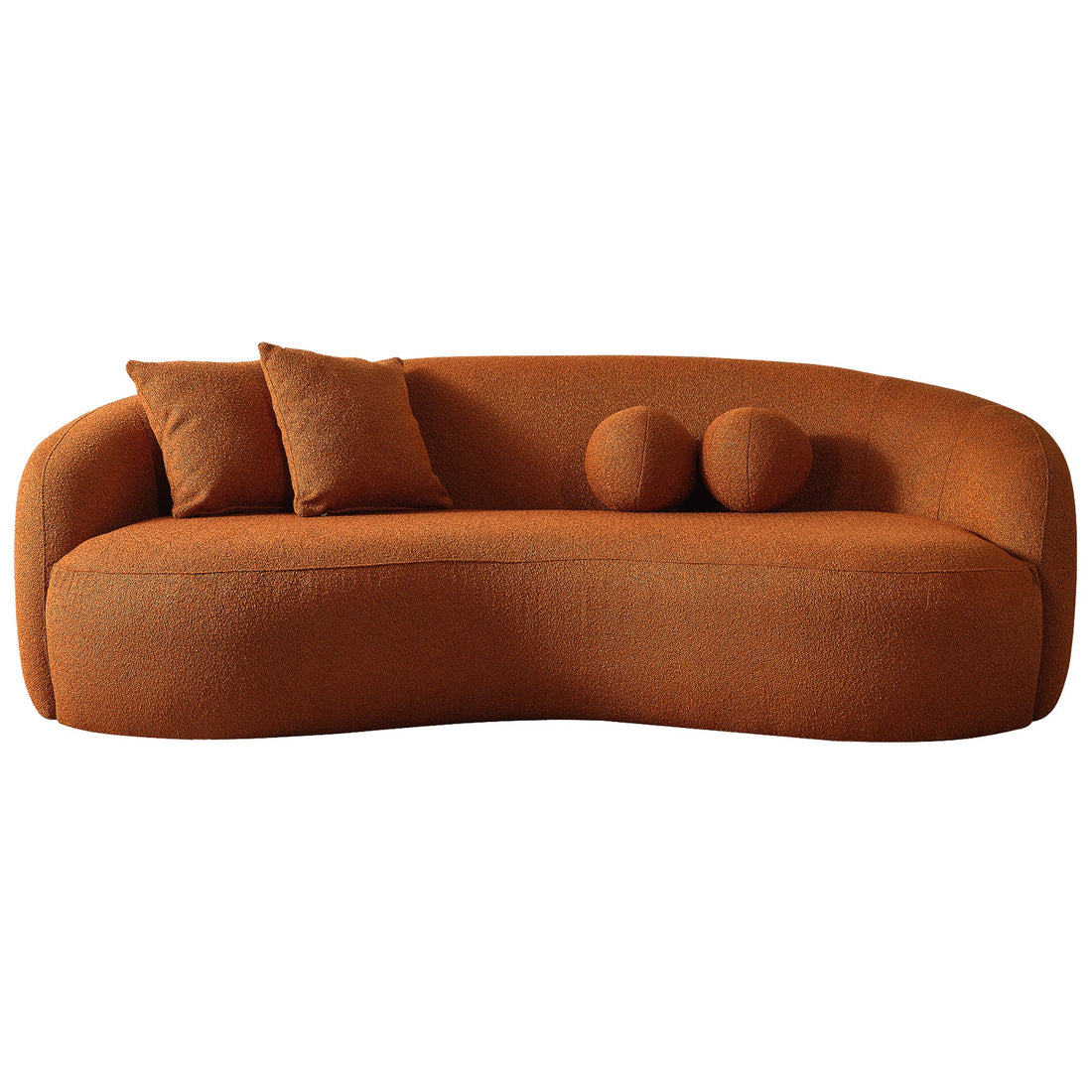 Drake Burnt Orange Japandi Style Curvy Boucle Sofa - SOF02600603