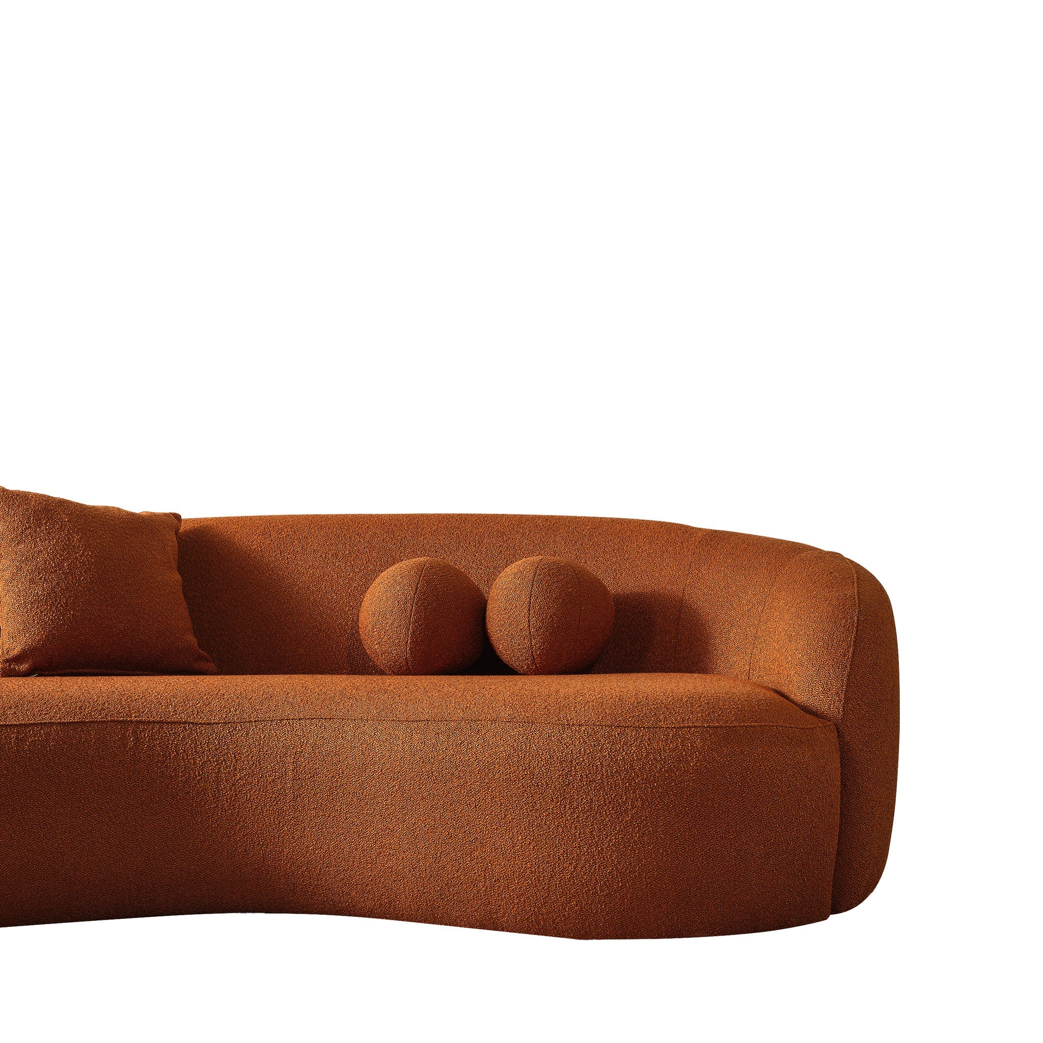 Drake Burnt Orange Japandi Style Curvy Boucle Sofa - SOF02600603