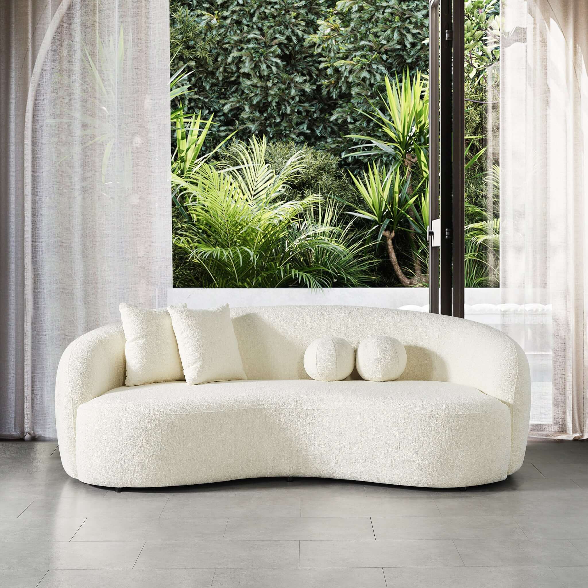Drake Japandi Style Curvy Boucle Sofa - SOF02600601