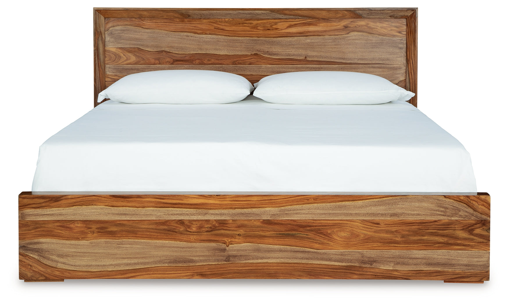 Dressonni California King Panel Bed with Mirrored Dresser in Brown - PKG018787