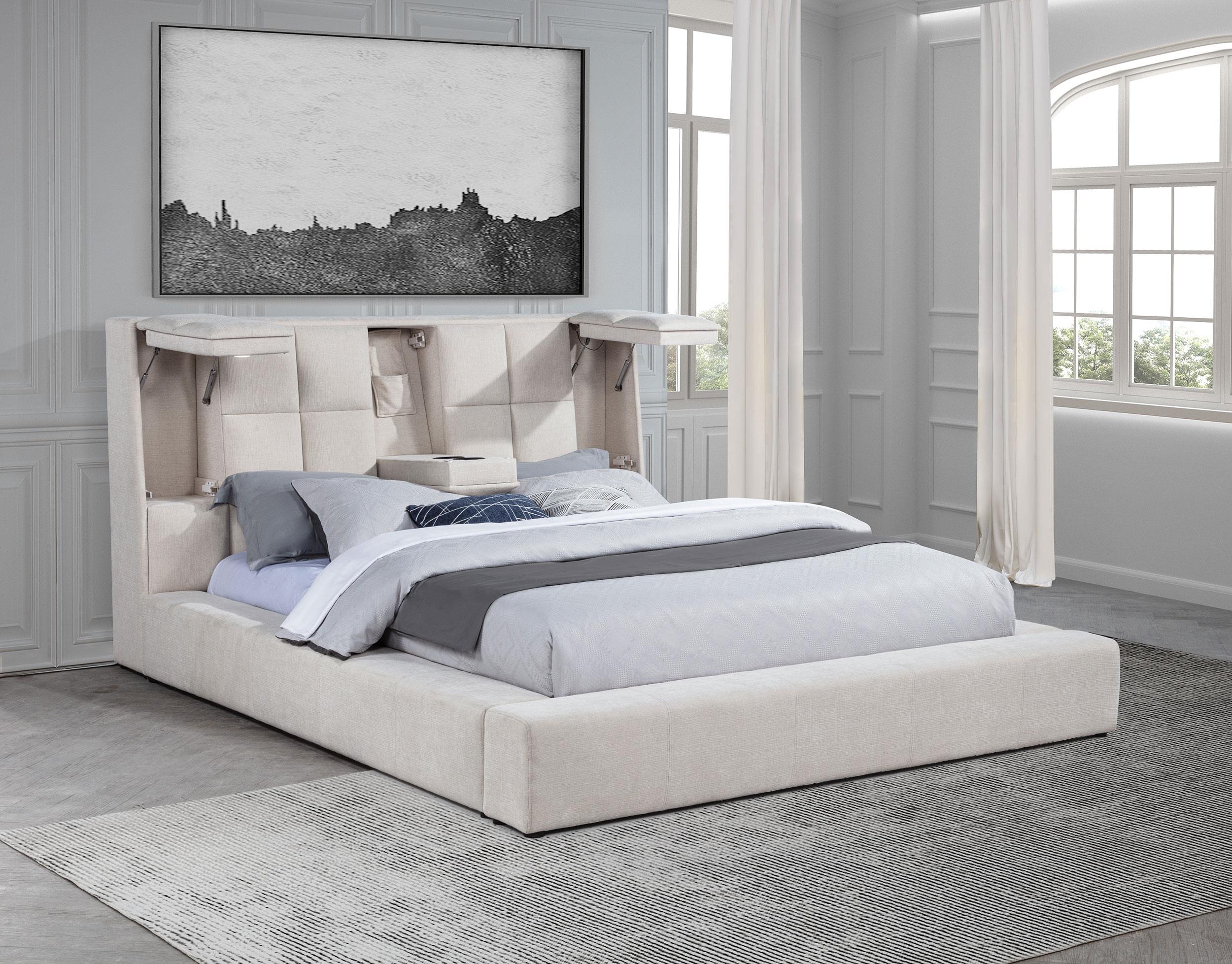 Dreux Upholstered California King Panel Platform Bed Cream - 315948CRMKW